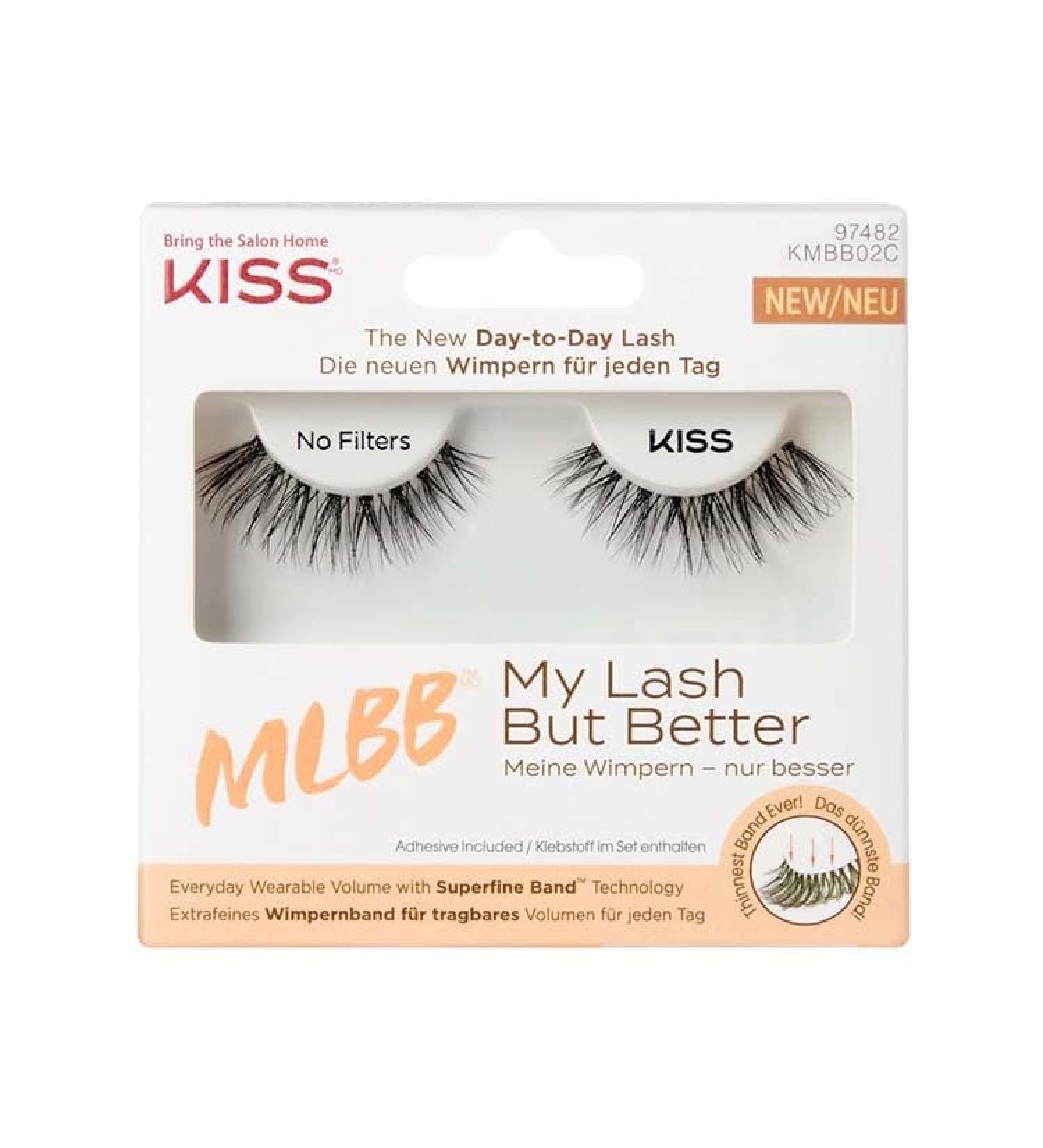 Kiss My Lash But Better Collection 1 pair of artificial eyelashes matt sheer natural volume fake lashes with KISS Flexi eyelash band including eyelash glue