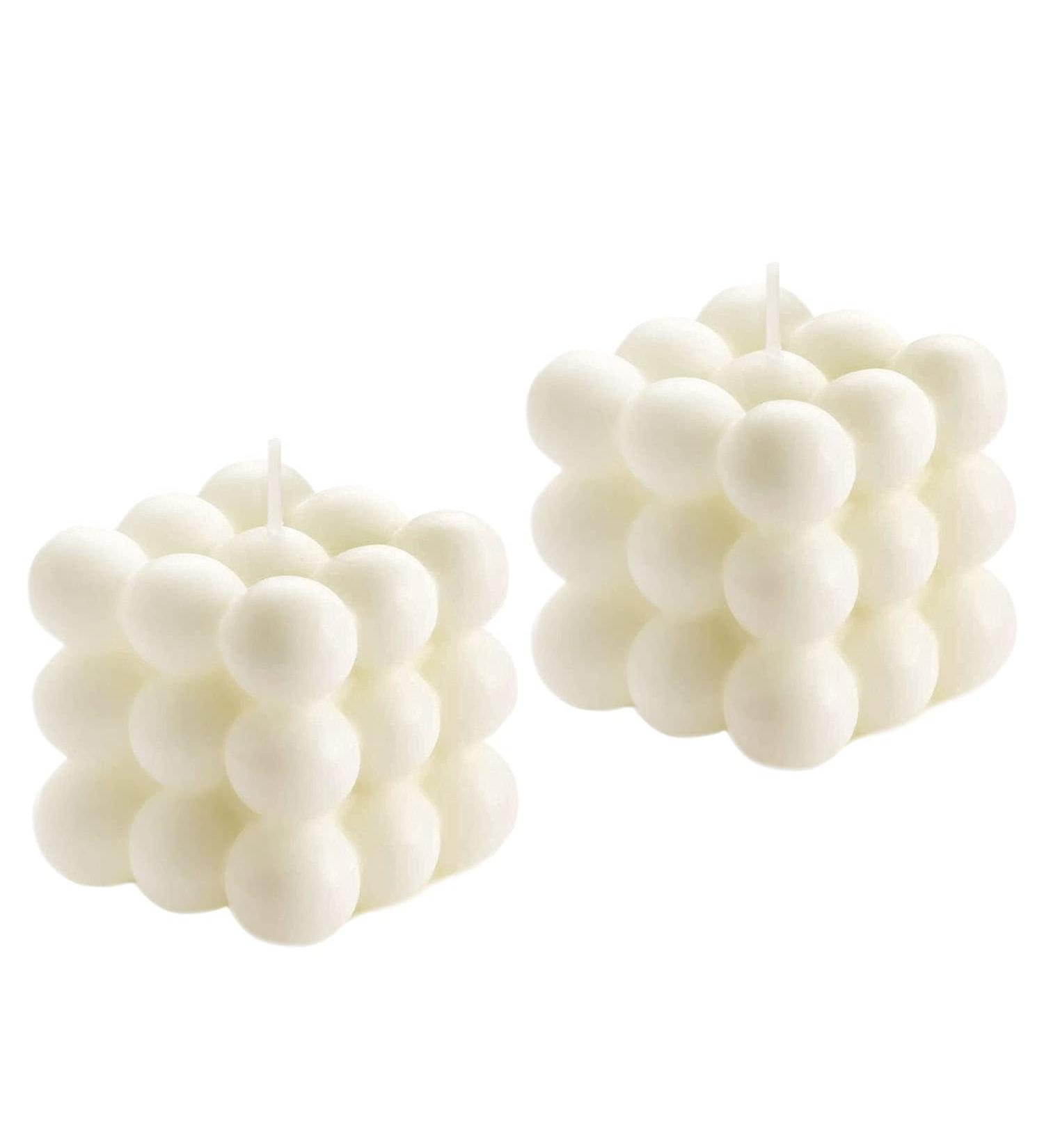 2PCS Vanilla Scented Bubble Cube Candles - Soy Wax, Aesthetic Design for Home Office Decor - Danish Pastel Trendy Room Accents - Buy Online on GoSupps.com