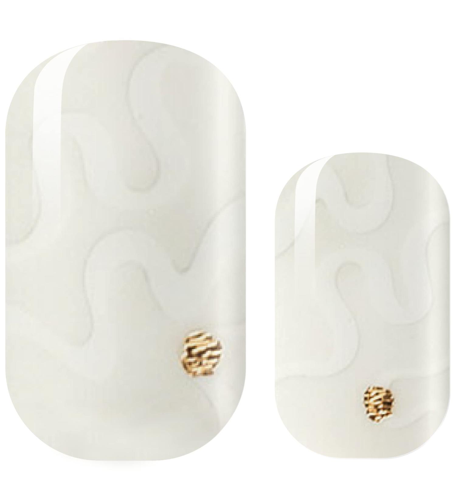 Avoa Beauty Nail Film - Swirl with Me | Self-Adhesive Transparent Nail Wraps | Long-Lasting White & Gold Design | 16 Thin Nail Art Stickers for Stunning Nails - Buy Online on GoSupps.com