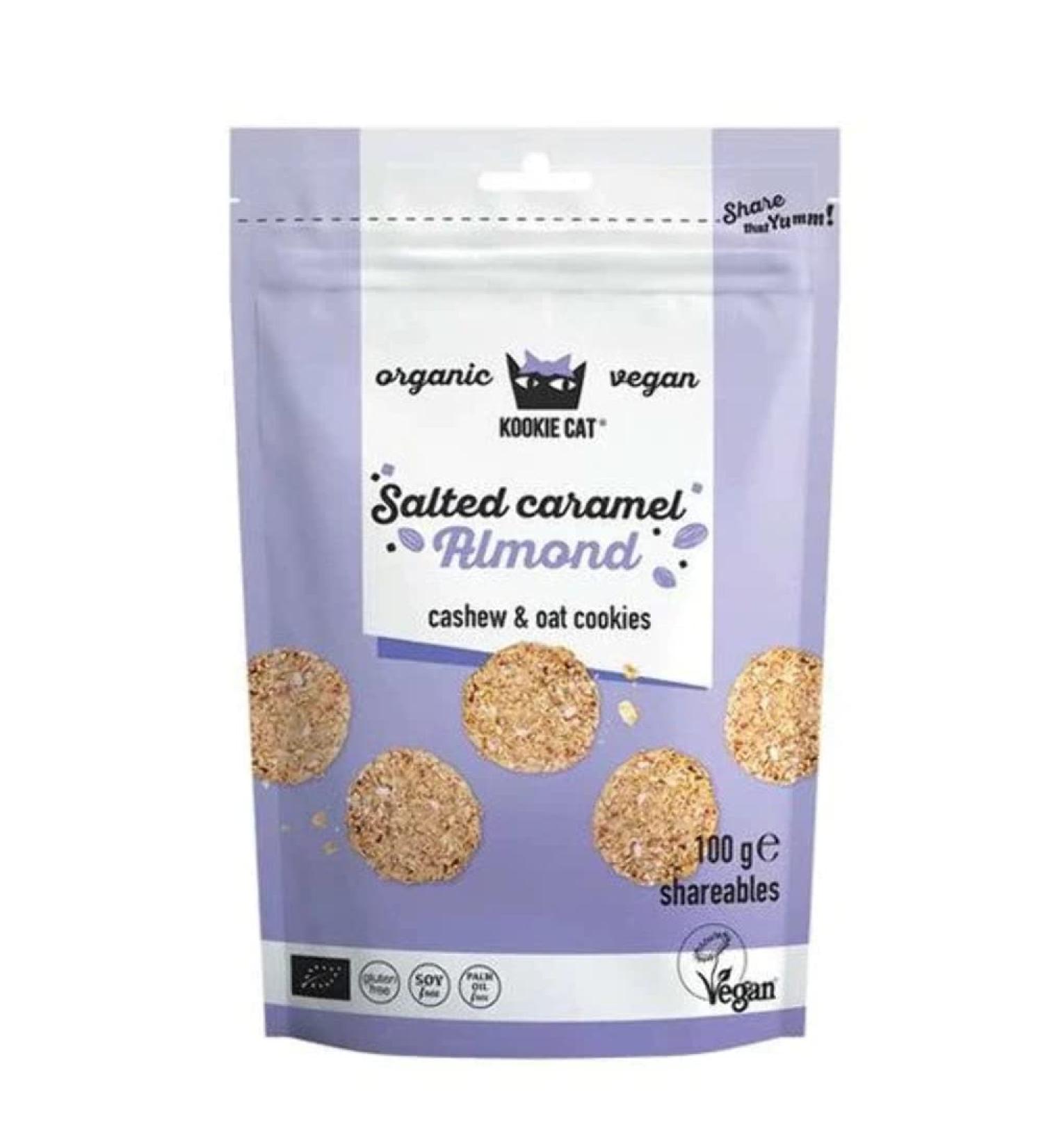 KOOKIE CAT Kookie Cat Cashew & Oat Cookies - Mini Salted Caramel Almond 100g