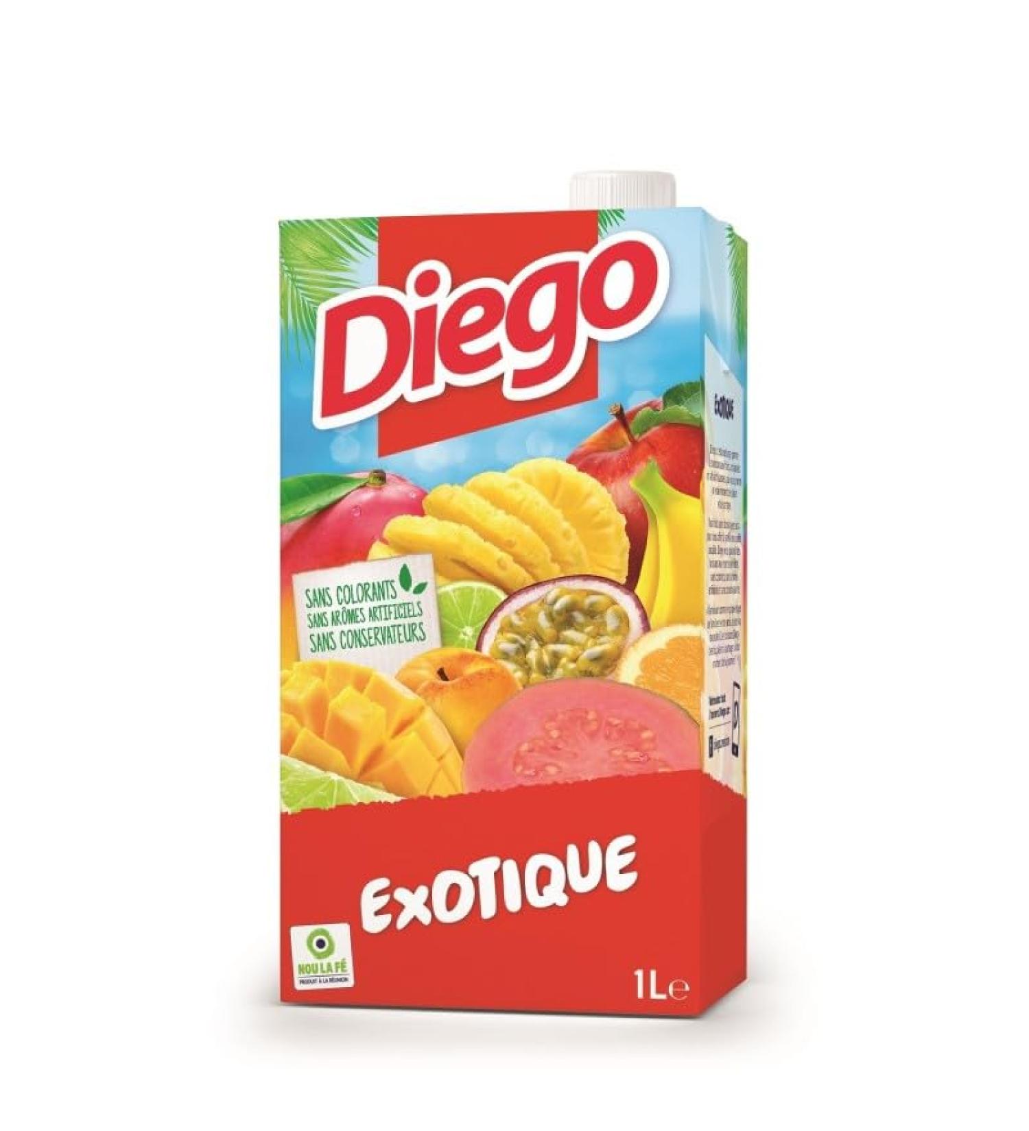 Diego Boisson Exotique Jus de Fruits Tropicaux Sans Colorants ni Conservateurs 1L