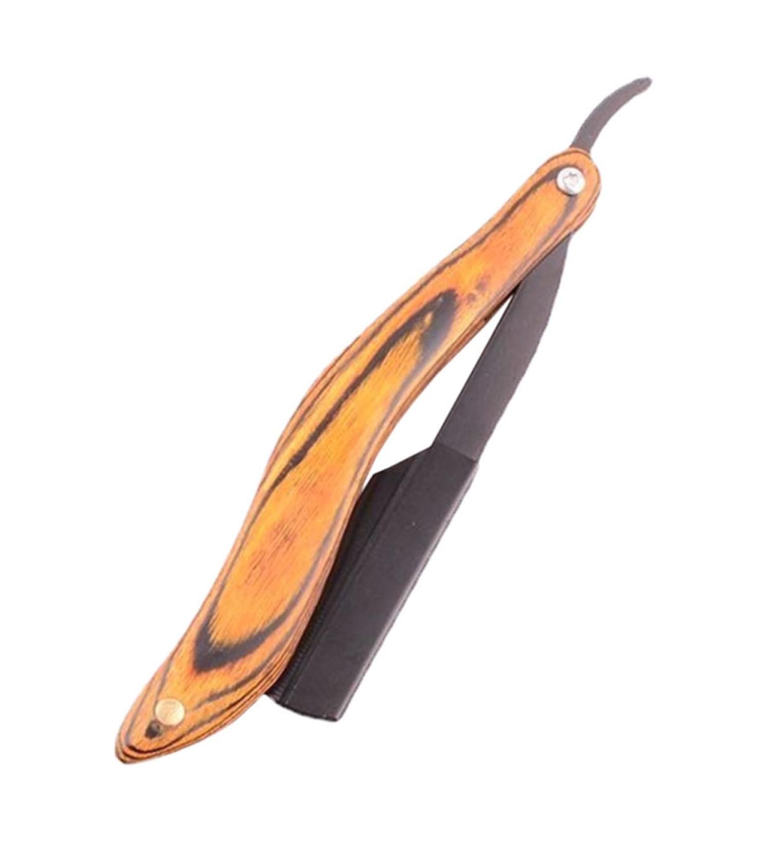 FRCOLOR Foldable Stainless Steel Manual Razor - Portable Travel Shaver for Men with Wooden Handle - Old Fashioned Clothes Shaver - Buy Online on GoSupps.com