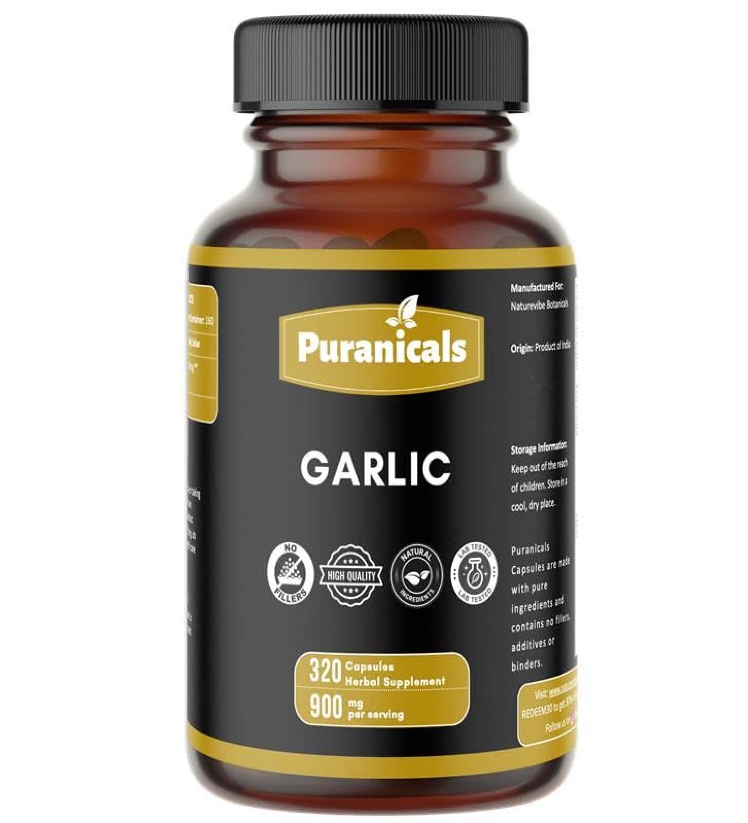 Garlic Premium 320 Capsules Non GMO and Gluten Free | Herbal Supplement | 900 mg Per Serving | Made with 100% Pure Garlic Bulb Powder Garlic Capsules 320 Count (Pack of 1) - Buy Online on GoSupps.com