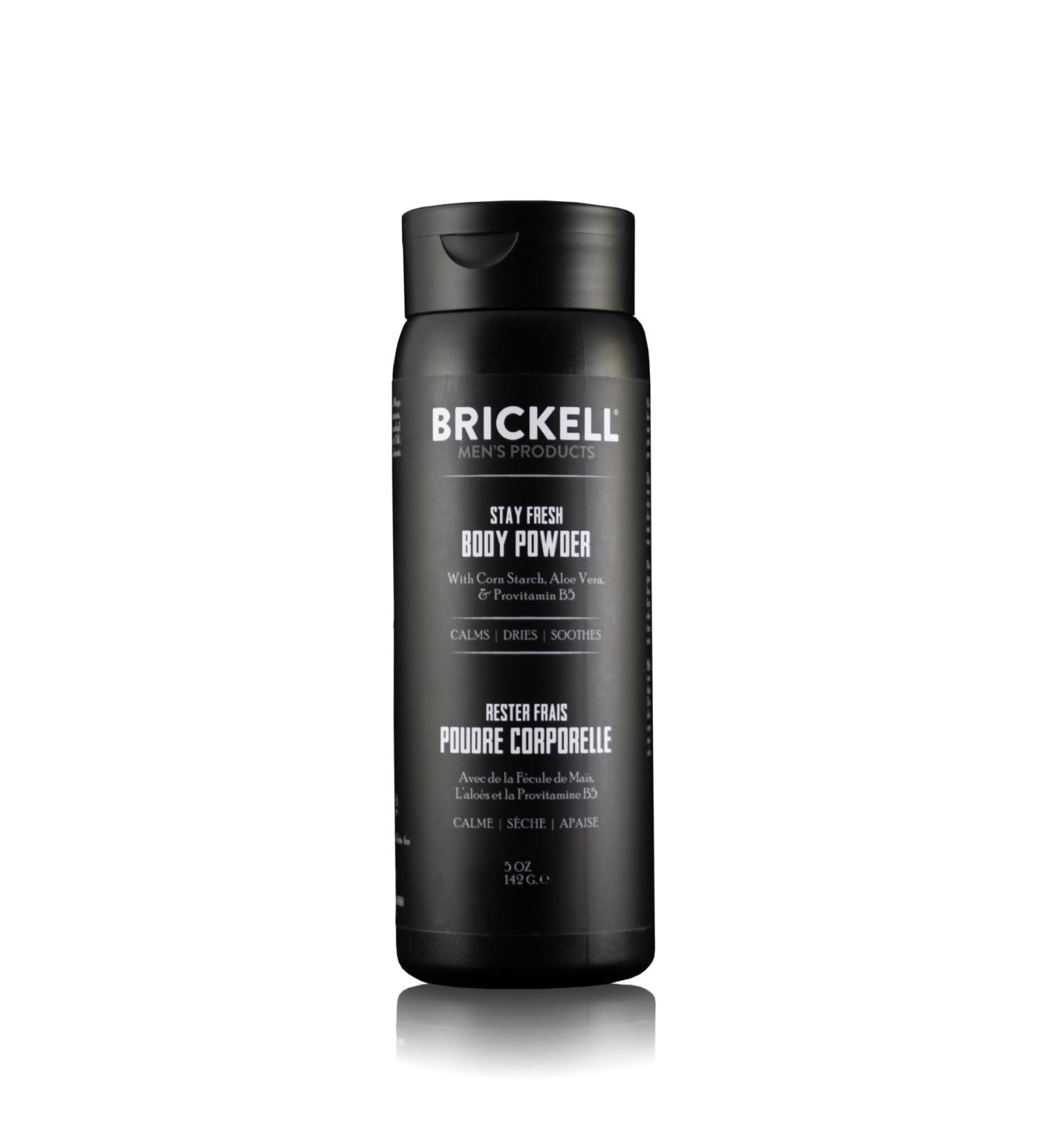 Brickell Men's Stay Fresh Body Powder 5 oz - Natural, Organic, Talc-Free, Absorbs Sweat, Scented - Men's Grooming Essential - Buy Online on GoSupps.com