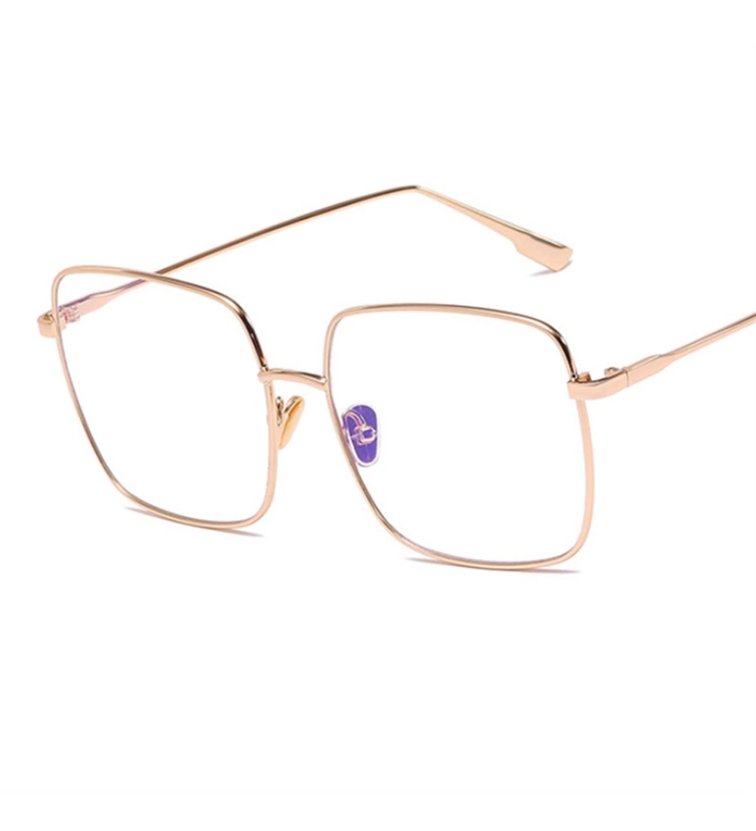 Square Gold Frame Reading Glasses for Women | Vintage Anti-Blue Light Eyeglasses | +1 Presbyopic Readers - C1 Gold - Buy Online on GoSupps.com