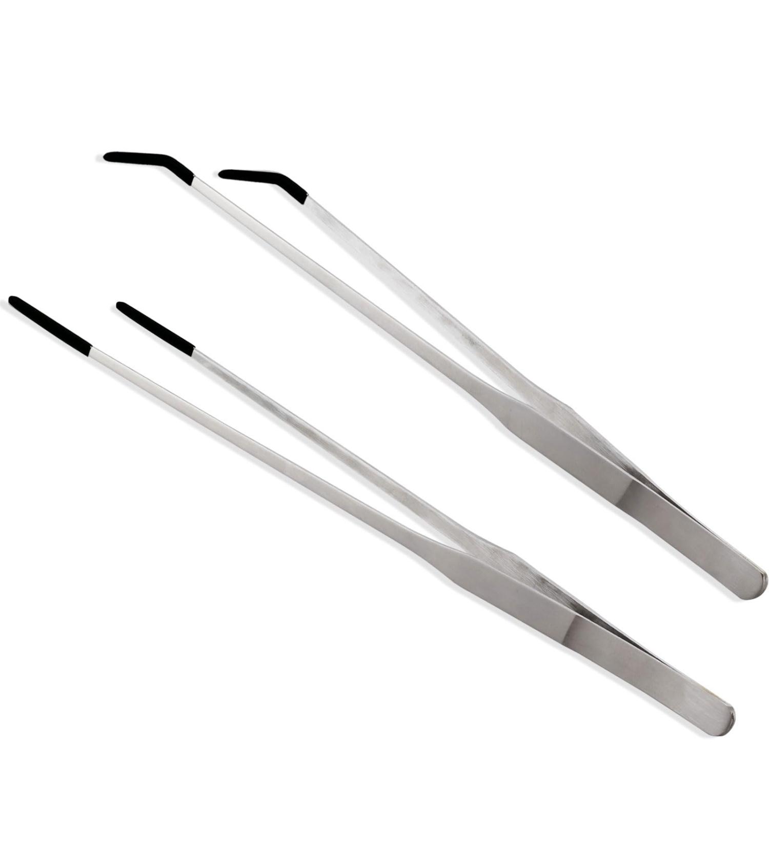 Evago 10.6 Stainless Steel Aquarium Tweezers | Curved & Straight Rubber-Tipped Feeding Pliers for Aquatic Plants & Reptiles - Buy Online on GoSupps.com