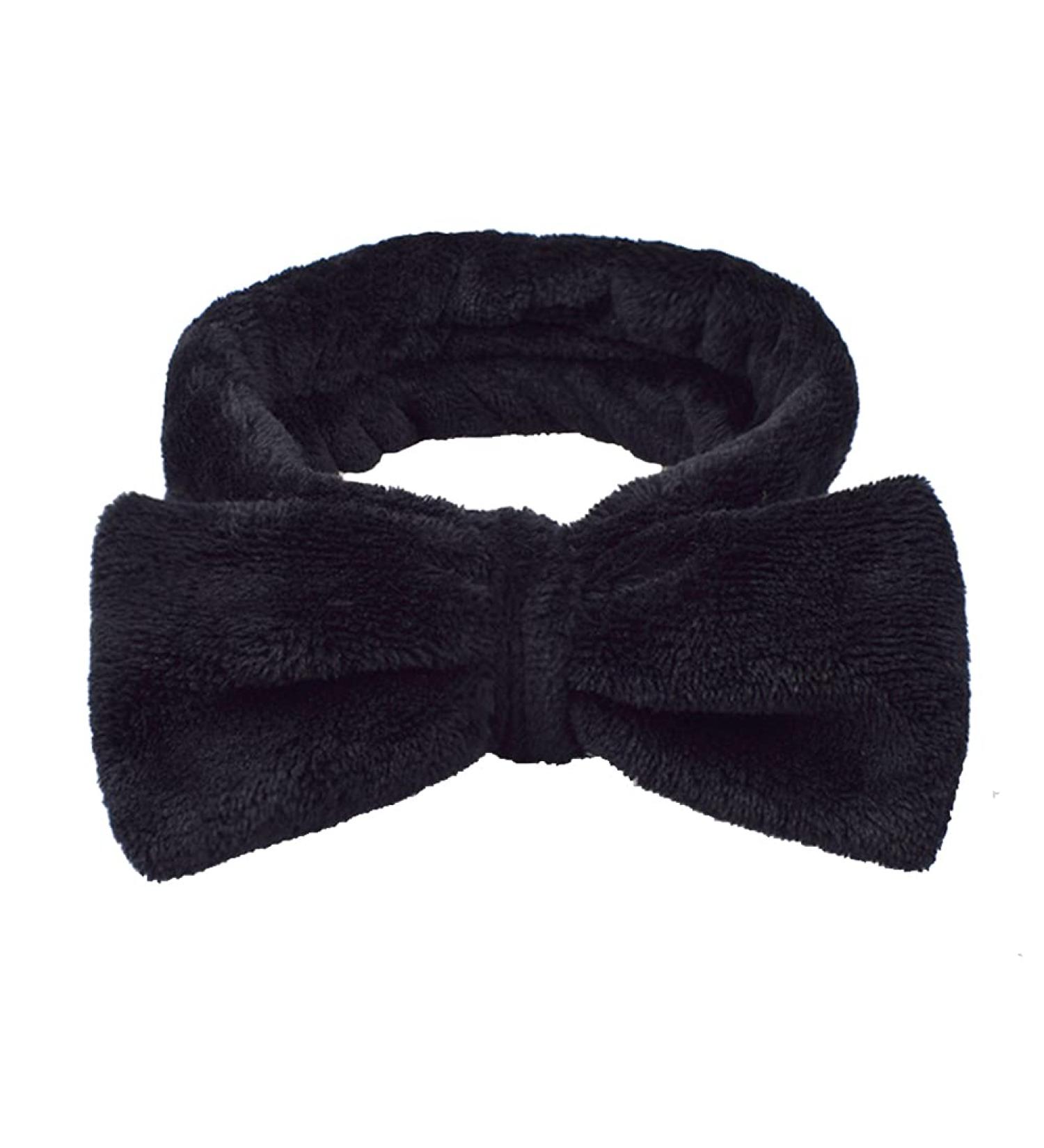 Makeup Headbands Bow Hair Bands for Women Spa Washing Face Hair Band Towel Wrap Coral Fleece Elastic Head Band for Shower Sports (Black) - Buy Online on GoSupps.com