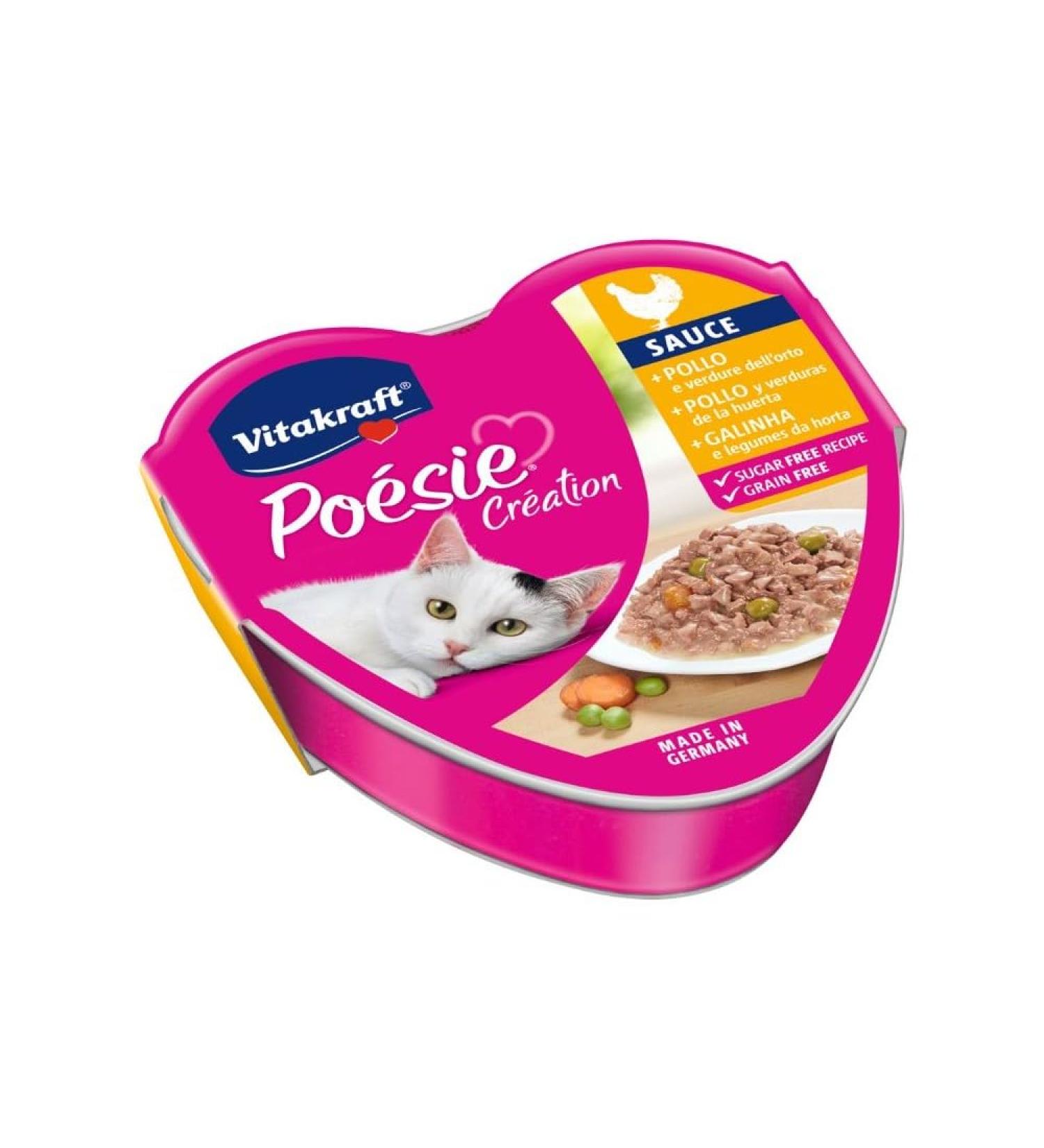 Vitakraft Poetry Creation Chicken and Vegetable Garden in Sauce Wet Food for Adult Cats No Added Sugars or Cereals (1 x 85g) - Buy Online on GoSupps.com