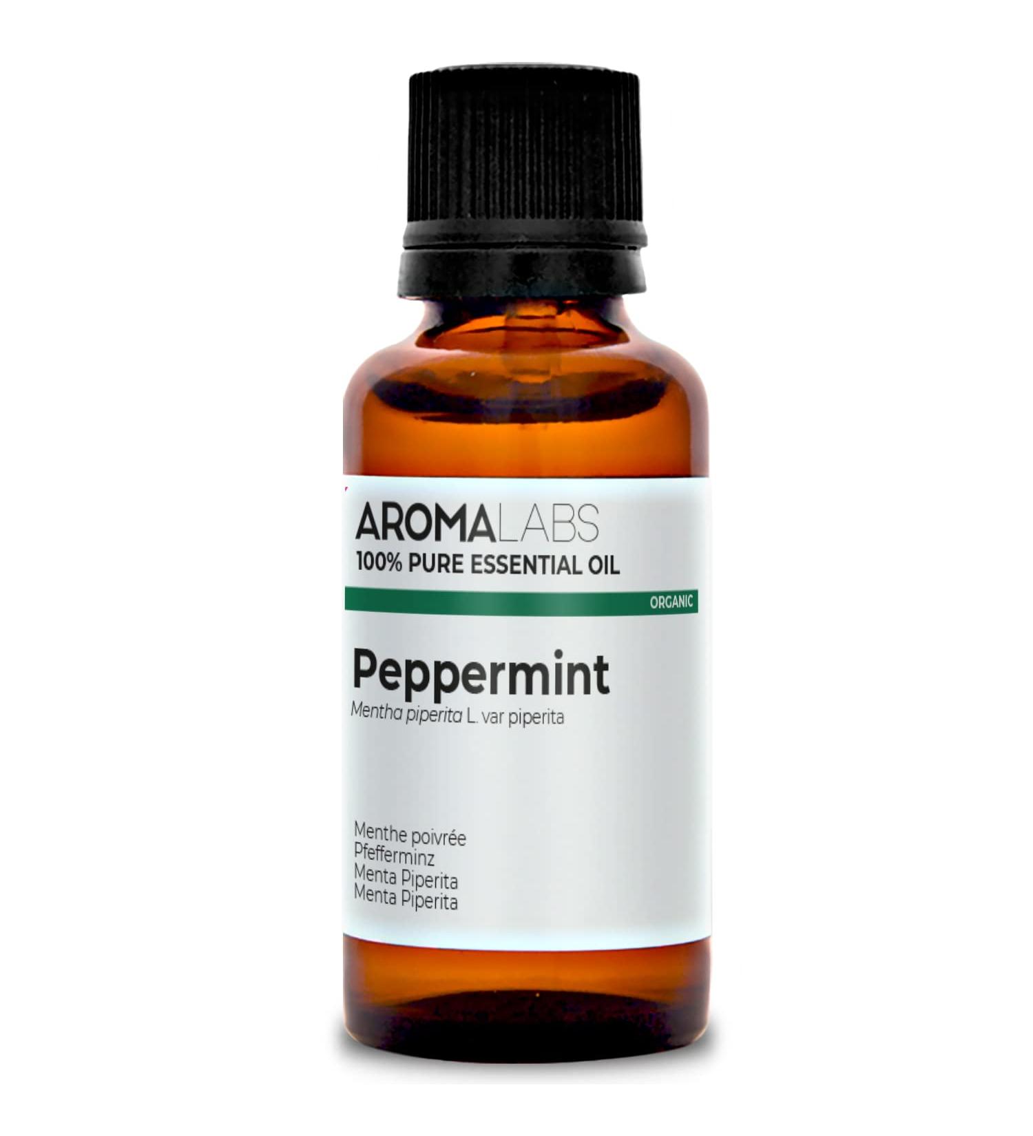 BIO Peppermint Essential Oil 30mL - 100% Pure & AB Certified - Aroma Labs (French Brand) - Buy Online on GoSupps.com