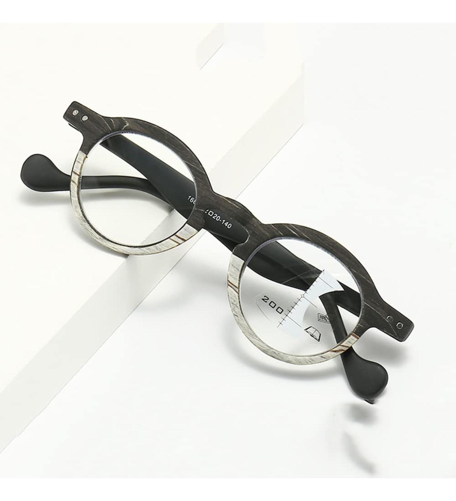 Shop XFAK Round Progressive Multifocal Computer Reading Glasses - Retro Black +2.0 Bifocal Presbyopia Glasses - International Shipping - Buy Online on GoSupps.com
