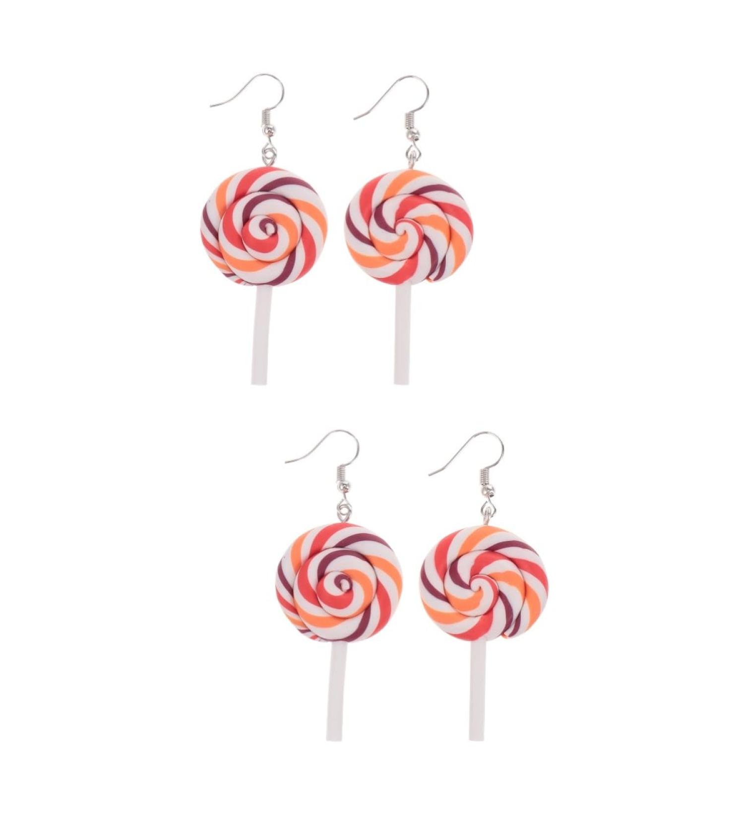 CALLARON 8 Pcs Polymer Clay Earrings Large Dangle Earrings for Women Creative Earrings Silver Hoop Earrings for Women Chunky Women Earrings Lollipops European and American Cane 3X5.3CMx2pcs Assorted Color 2x2pcs - Buy Online on GoSupps.com