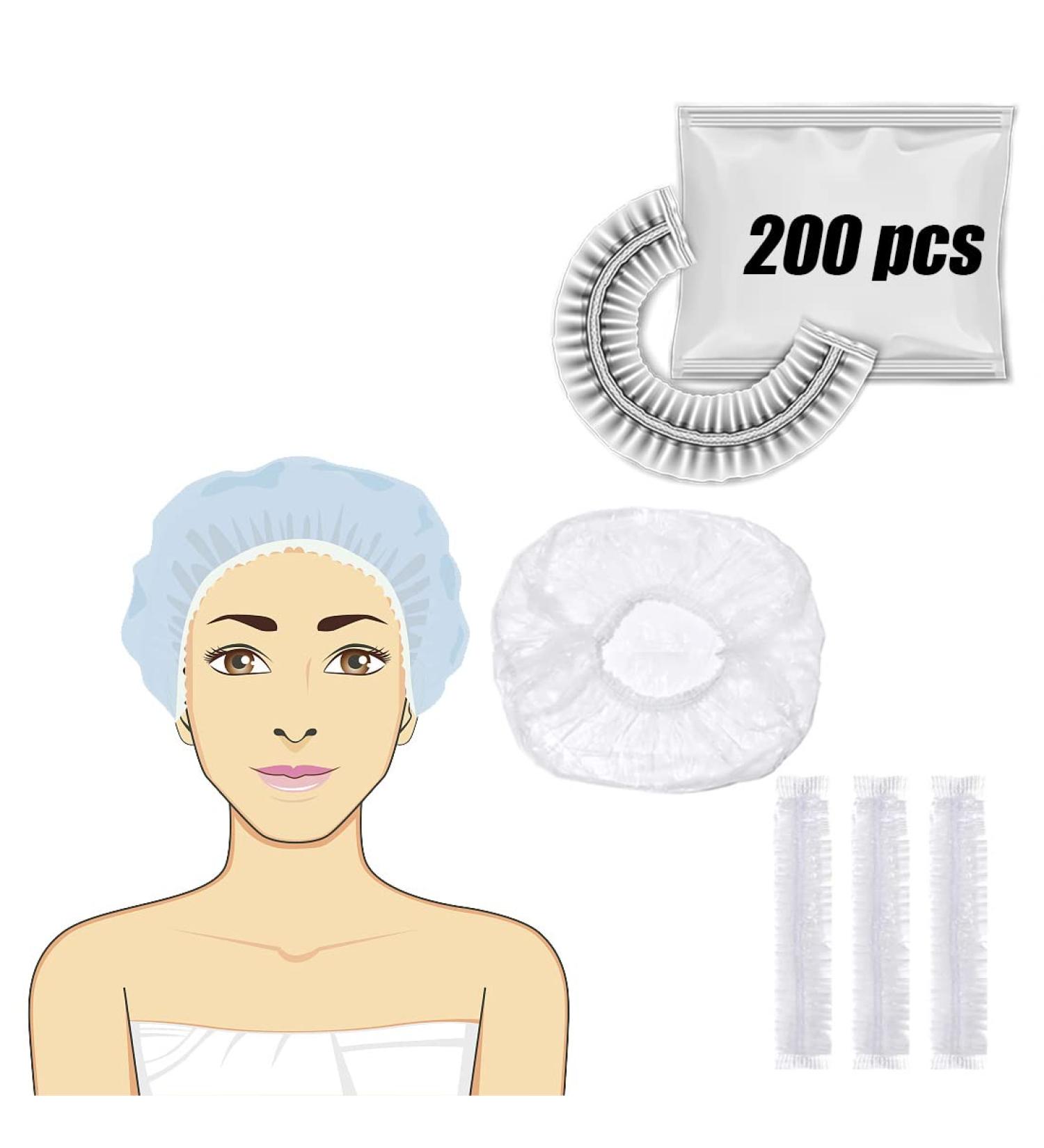 Disposable Shower Caps  Bath Cap Plastic Clear Hair Cap Thick Waterproof for Women  Hotel Travel Essentials Accessories Deep Conditioning Hair Care Cleaning Supplies (200PCS (small)) - Buy Online on GoSupps.com