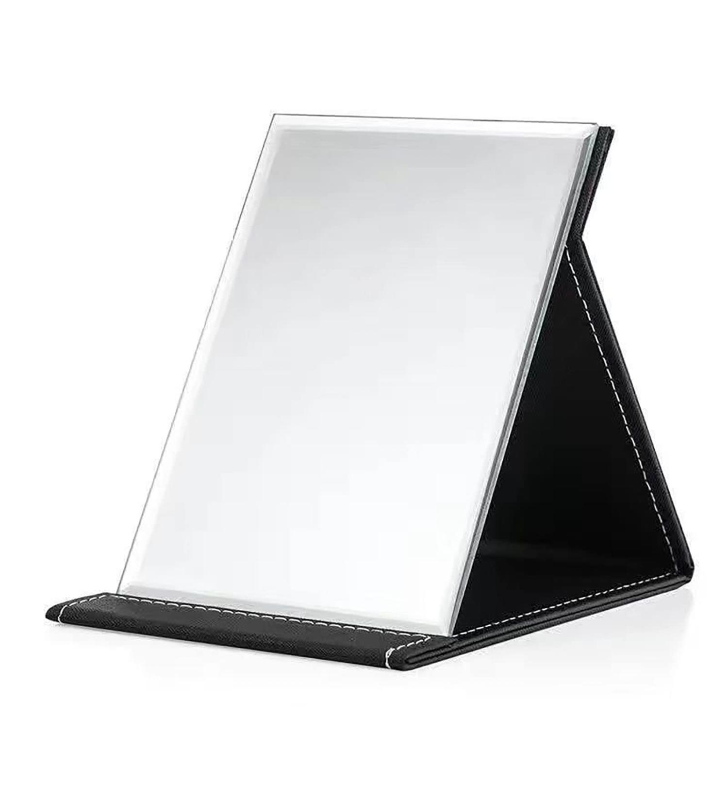 Youlanda Portable Folding Makeup Mirror with Stand - Travel Vanity Desk Mirror - PU Leather, Black - Buy Online on GoSupps.com