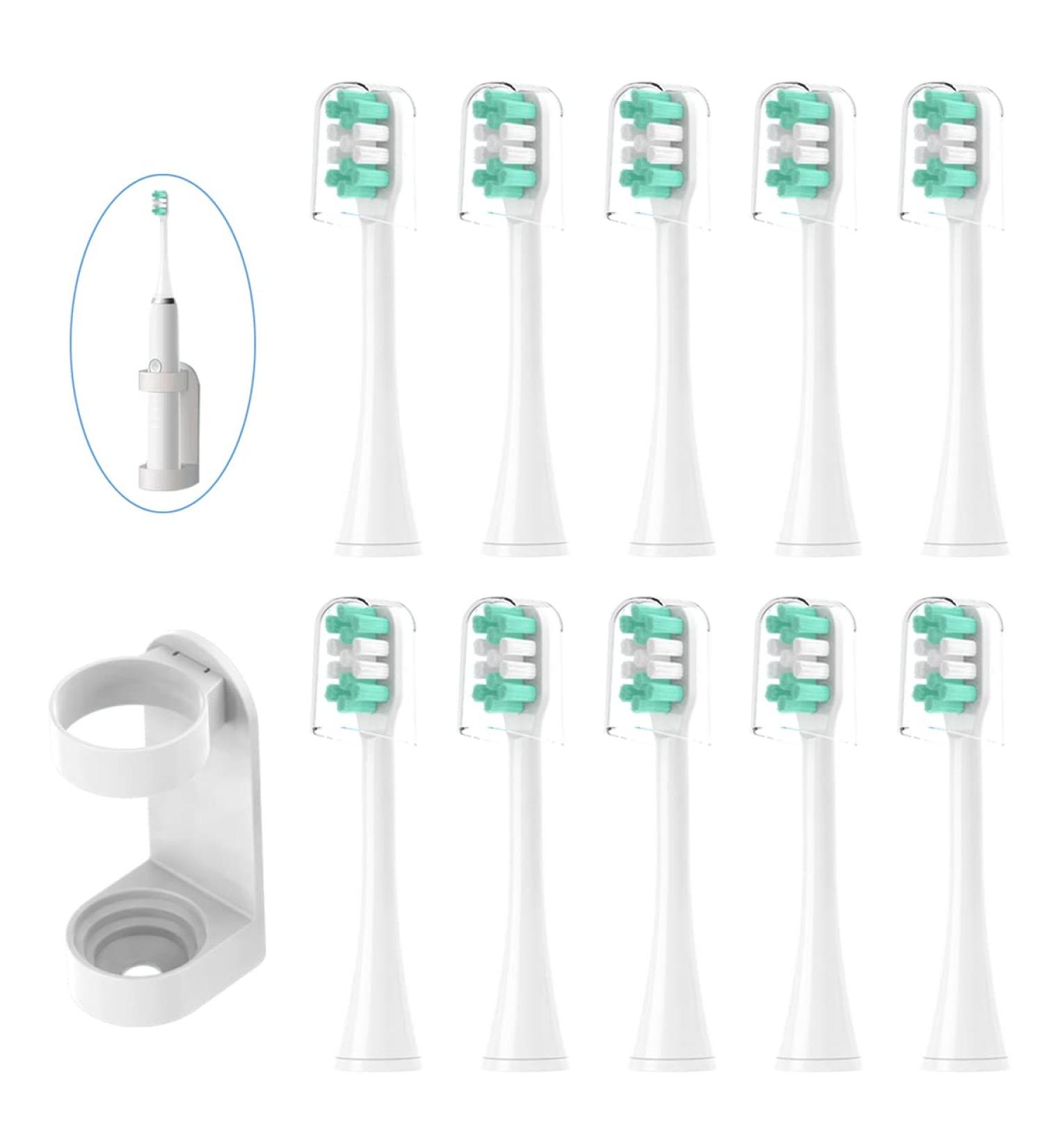 YMPBO Toothbrush Heads Compatible with AquaSonic Black Series - 10Pcs Electric Brush Heads Refill + Free Stand Holder - Soft Dupont Bristles - White - Buy Online on GoSupps.com