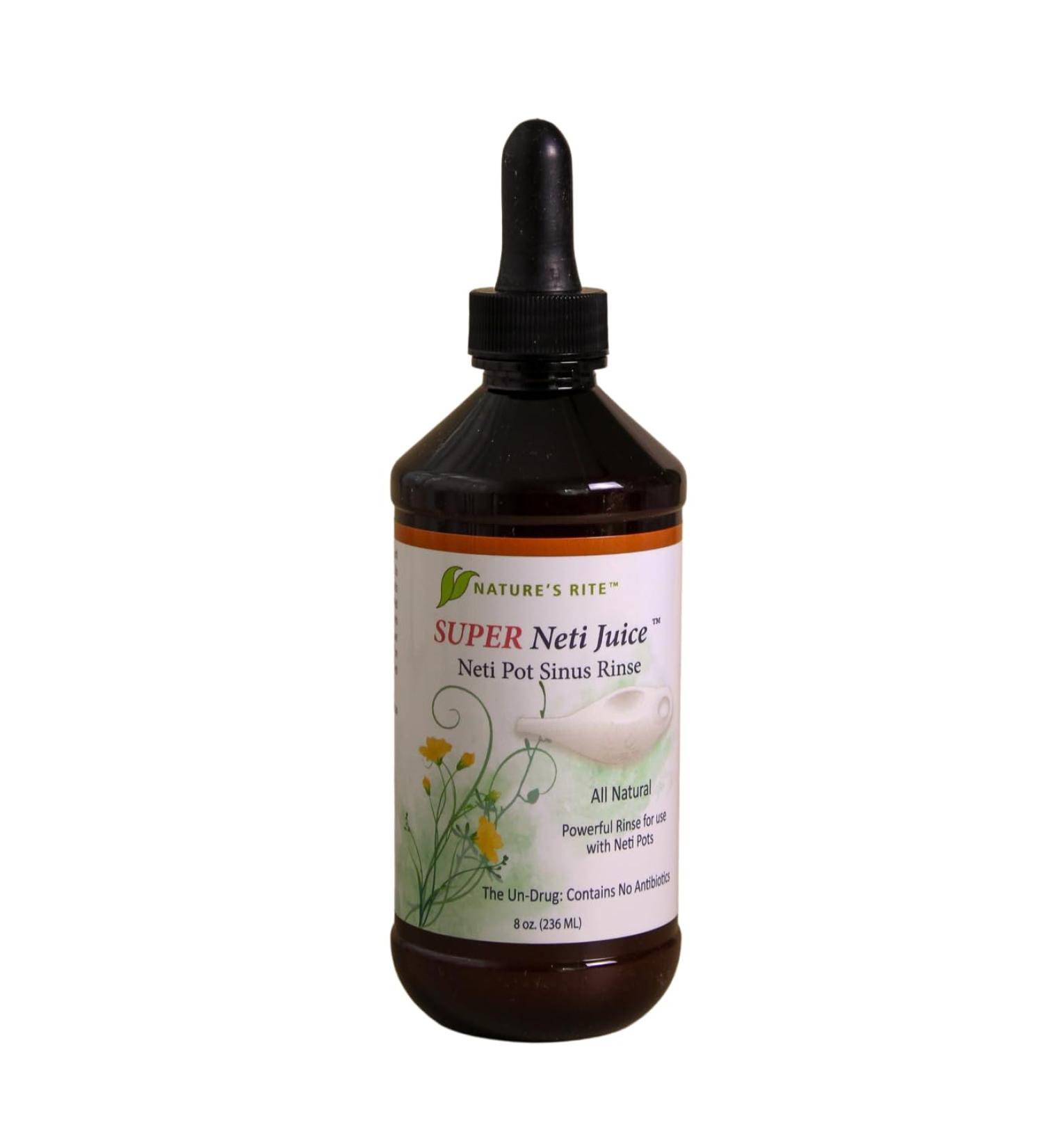 Nature's Rite Super Neti Juice Neti Pot Sinus Rinse - Nasal Rinse Cleaner Bottle Nasal Lavage for Sinus and Mucus Relief 8 oz (New) - Buy Online on GoSupps.com
