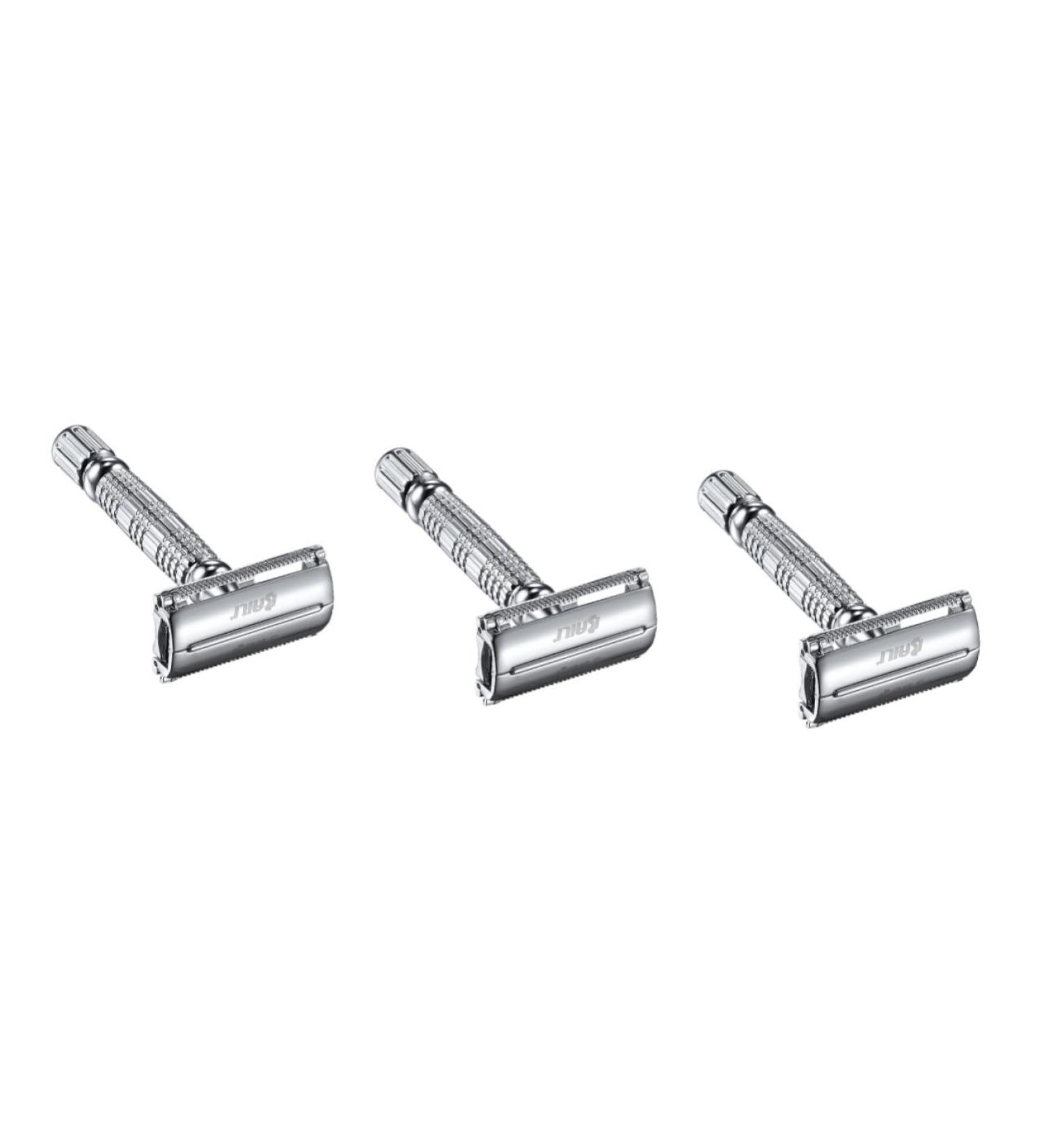Beaupretty 3pcs Manual Shaver Set | Metal Safety & Beard Razor | Double Edge Handheld Shaving Cutter for Men - Buy Online on GoSupps.com