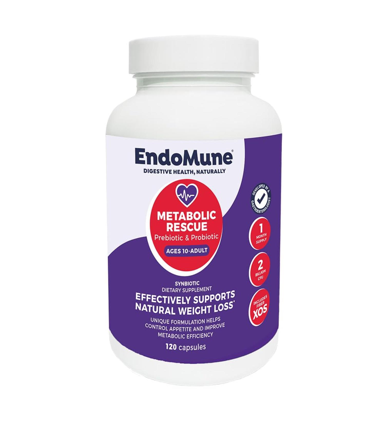 Endomune Metabolic Rescue Prebiotic and Probiotic - Physician Formulated - 120 Vegetarian Capsules - Weightloss Supplement - Buy Online on GoSupps.com