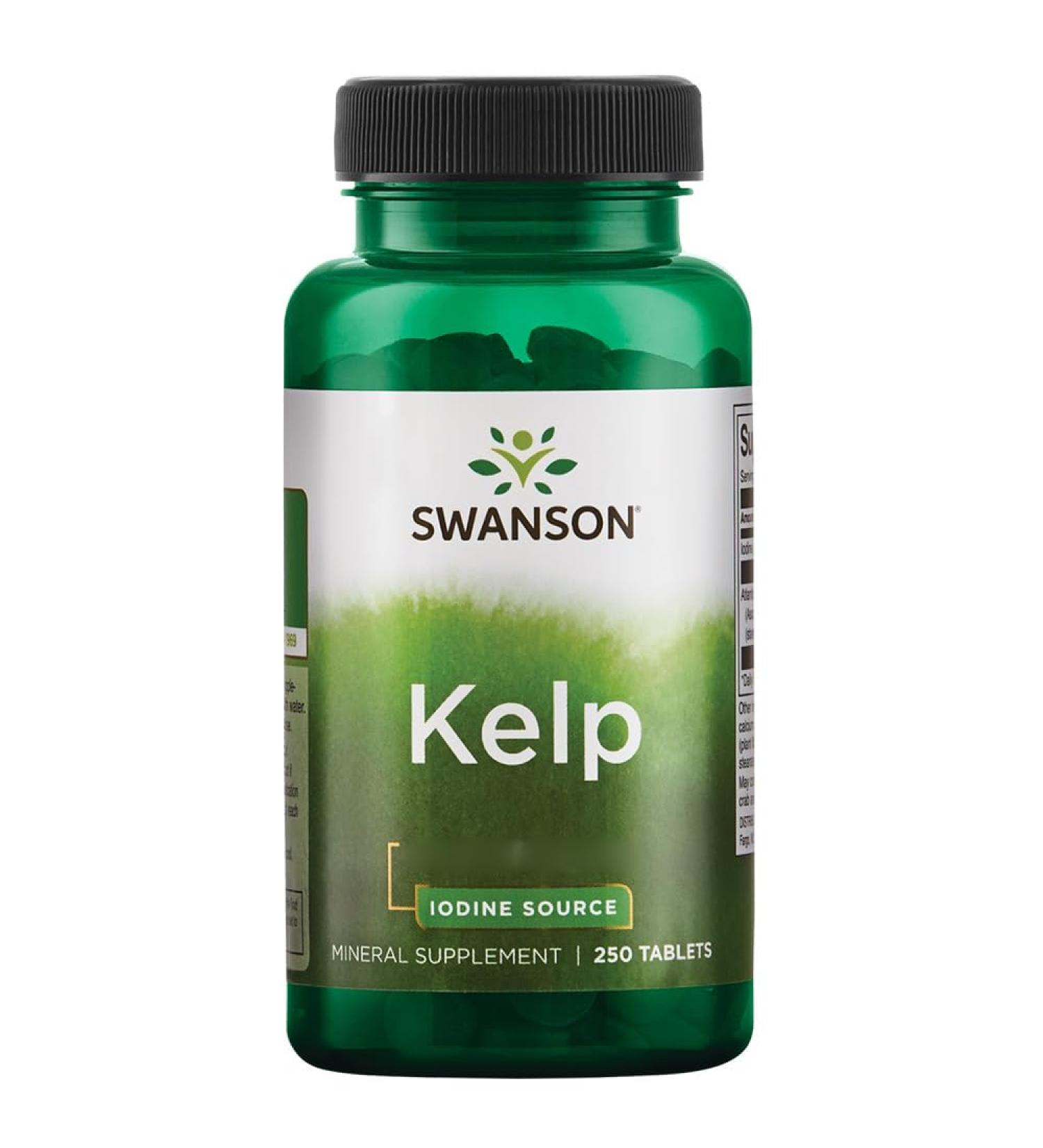 Swanson Kelp Capsules - High Dosage Natural Iodine | 250 Vegan Soy-Free Gluten-Free Non-GMO - Buy Online on GoSupps.com