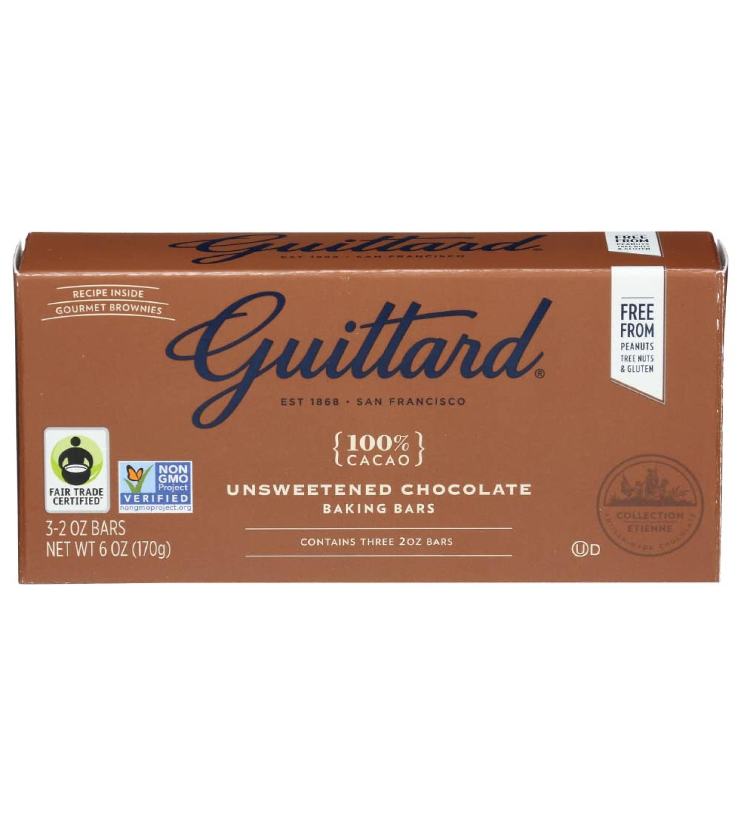 Guittard Unsweetened Gluten Free Baking Bar Chocolate - 6 Ounce - Buy Online on GoSupps.com