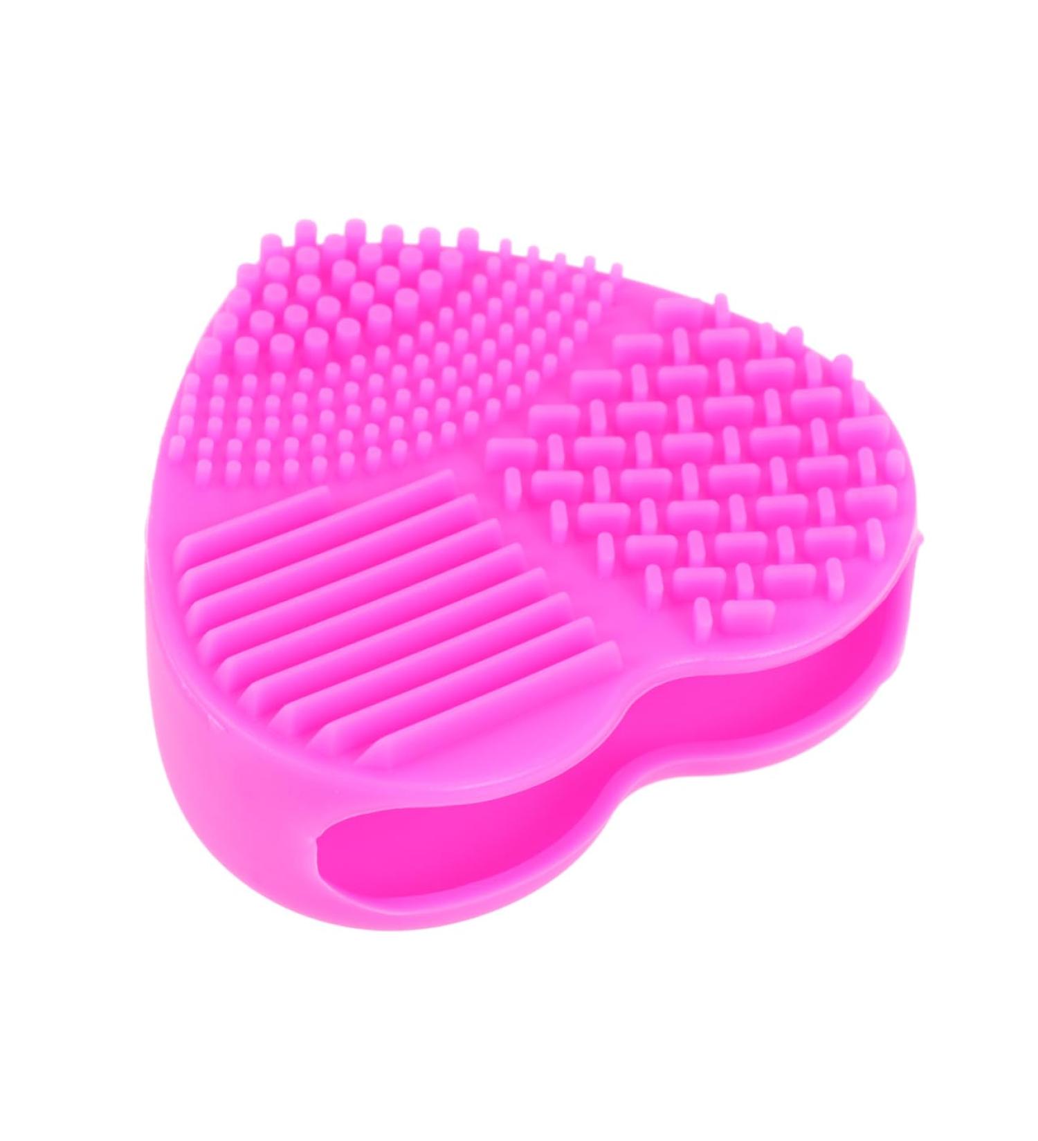 Buy Heart-Shaped Makeup Brush Cleaner Mat | Silicone Scrub Tool for Makeup Brushes - 8x8.5cm Rosy - Buy Online on GoSupps.com