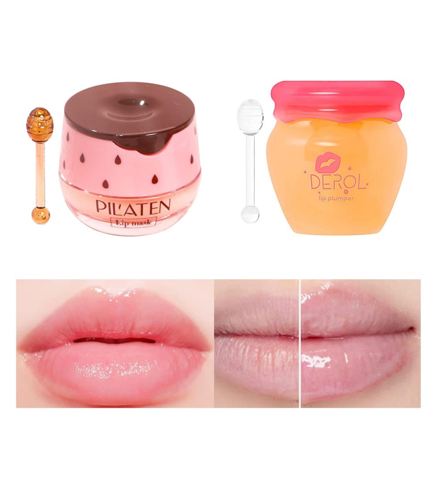 Shop Lip Plumper Set: Hydrating Lip Mask Gloss and Exfoliator - Strawberry & Ginger for Soft Luscious Lips - Buy Online on GoSupps.com