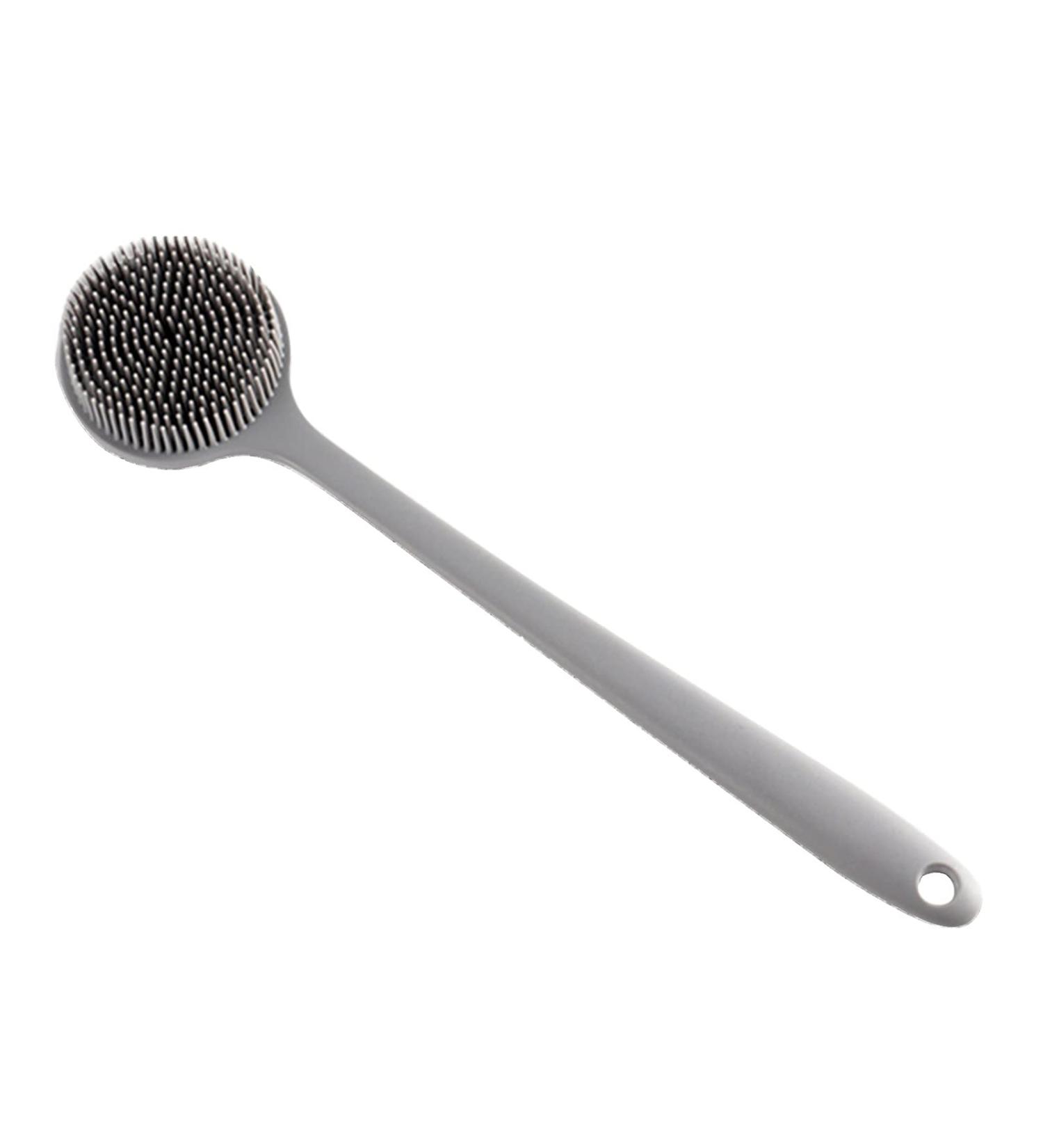 Wanworld Silicone Body Brush - Long-Handled Back Scrubber with Soft Bristles & Massage Function - Double-Sided Bathing Shower Brush in Gray | International Shipping Available - Buy Online on GoSupps.com