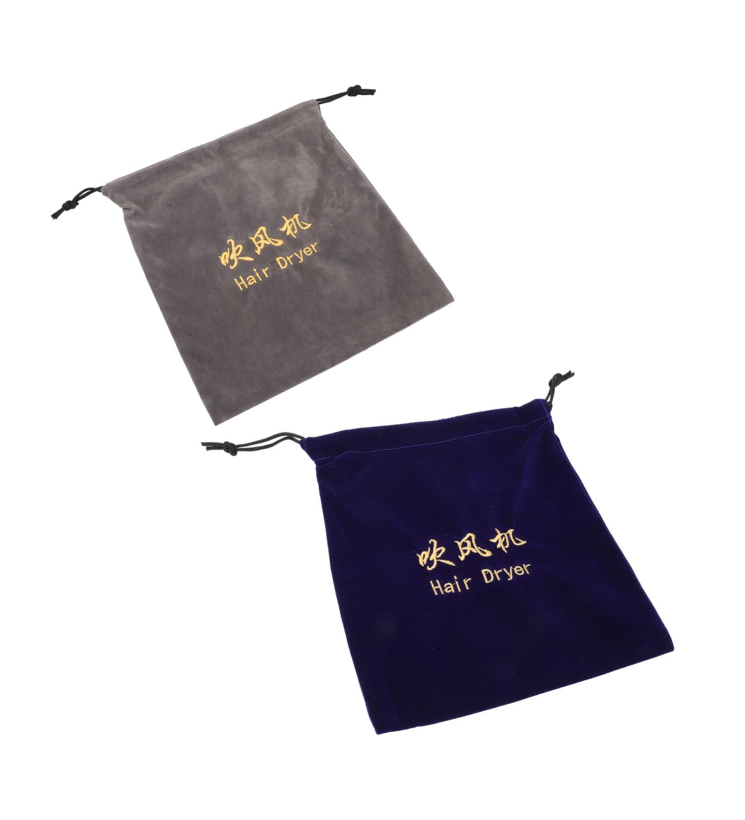 Healeved 2pcs Storage Bag Drawstring Hair Dryer Pouch Safe Hair Dryer Pouch Cotton Drawstring Bags Velvet - Buy Online on GoSupps.com