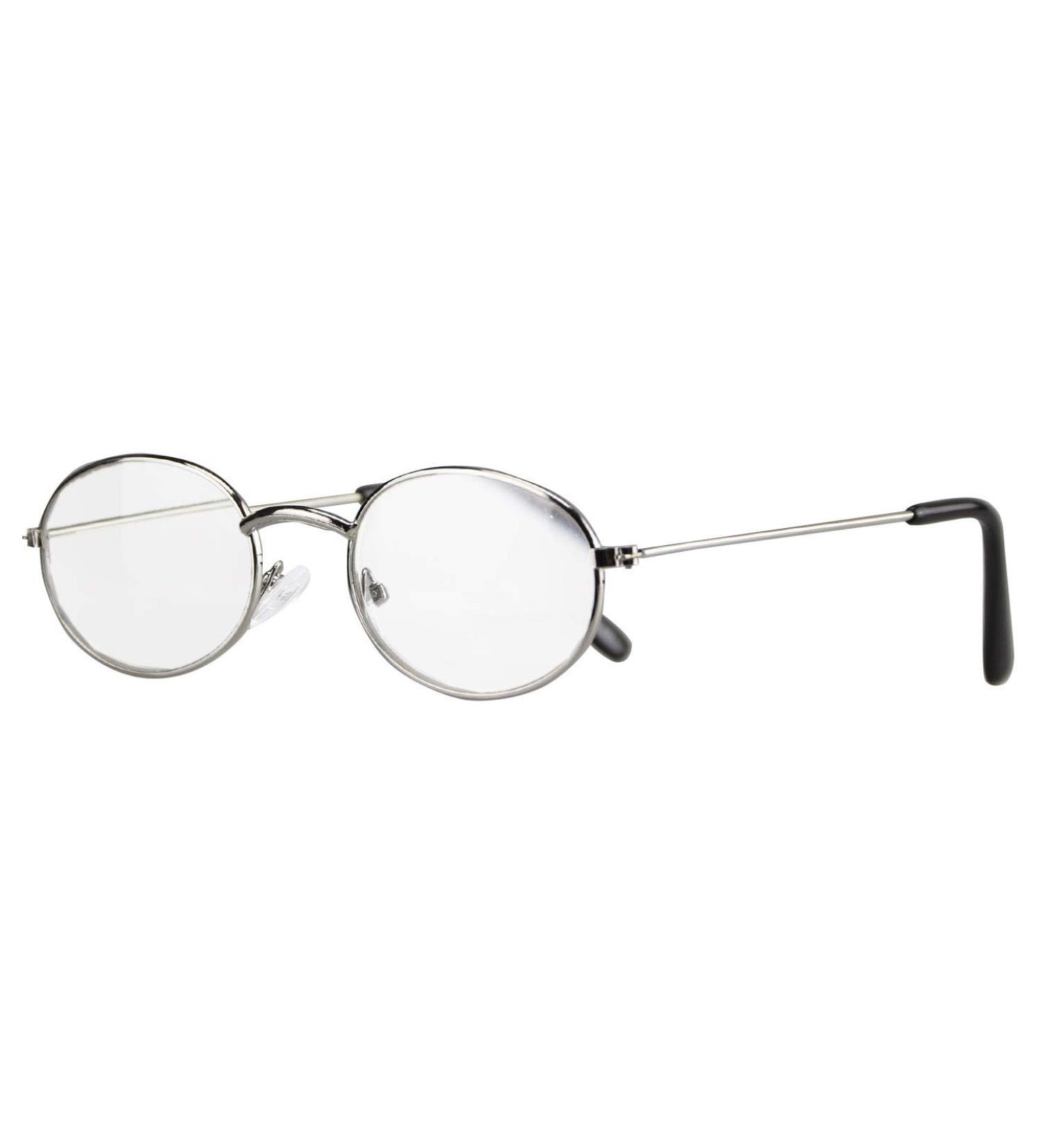 Caripe reading glasses round oval men women retro vintage 60s style metal M8108 (+ 2.0 dpt silver) + 2.0 dpt silver