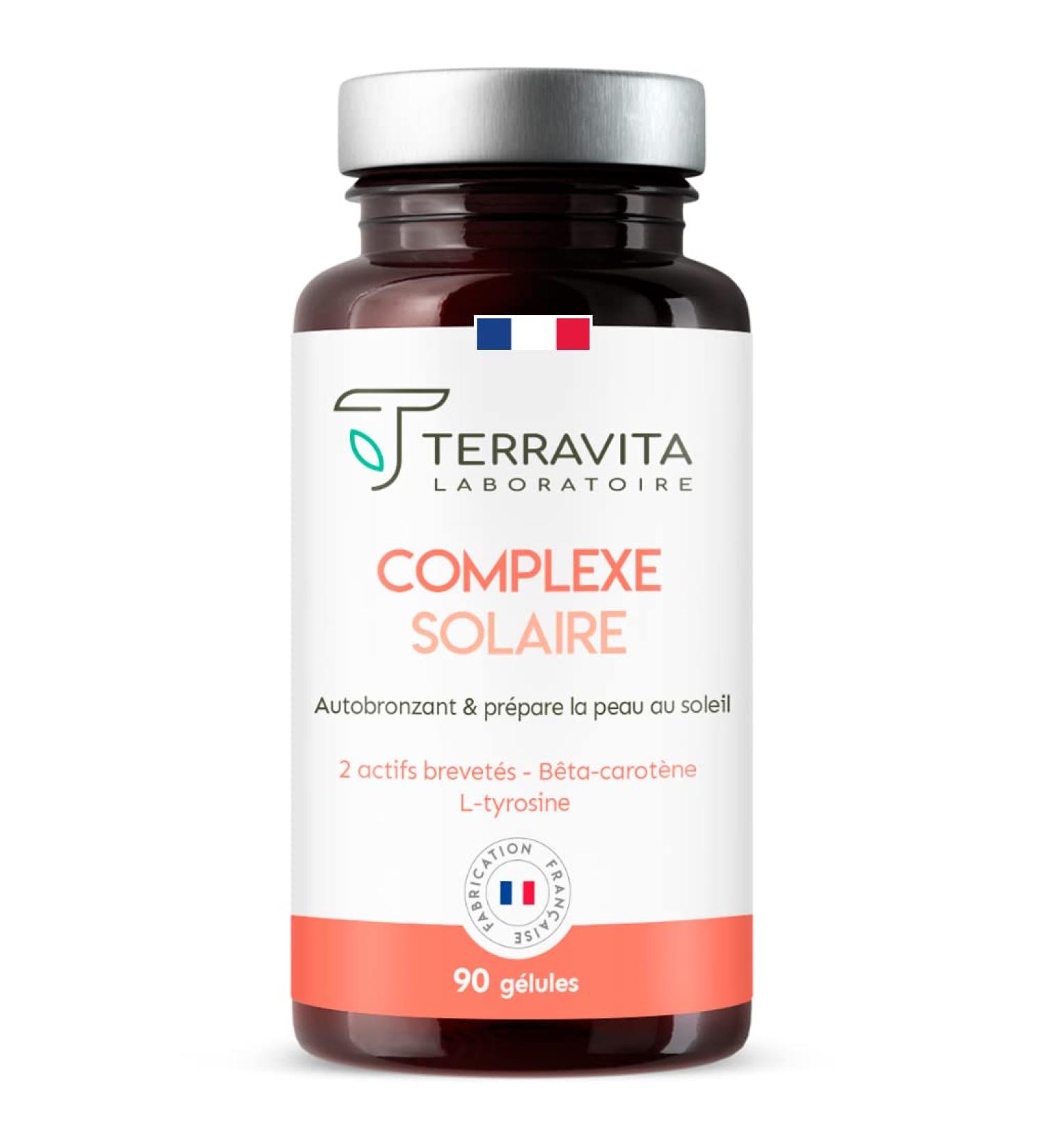 SOLAR COMPLEX | Nutroxun + Ceramosides + Lycopene + Copper | Express Tan Accelerator | Complete Self-Tanning Formula | All Skin Types | 90 Vegan Capsules | Made in France | Terravita - Buy Online on GoSupps.com