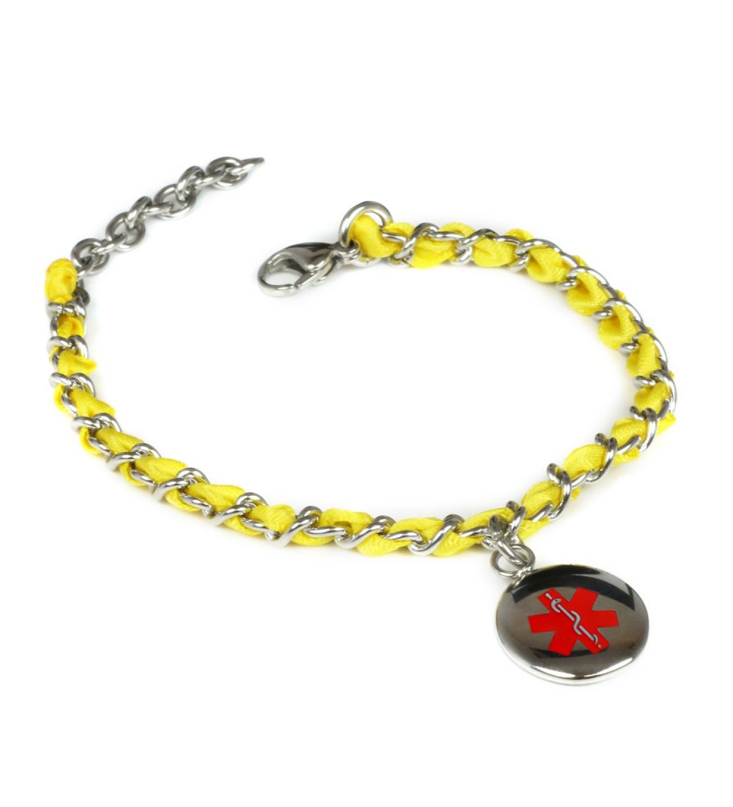 Custom Engraving Medical Alert Bracelet - Silk Woven Steel Yellow | Personalized Safety Jewelry for All Ages - Buy Online on GoSupps.com