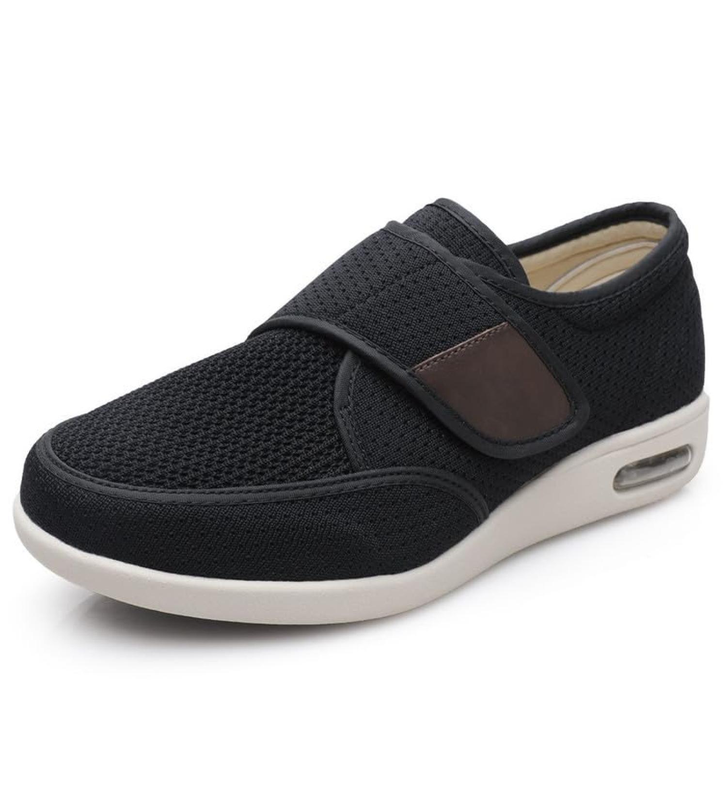 Men's Wide Width Adjustable Closure Shoes - Lightweight for Diabetic & Swollen Feet - SK2 10 Wide in Dark Black - Buy Online on GoSupps.com