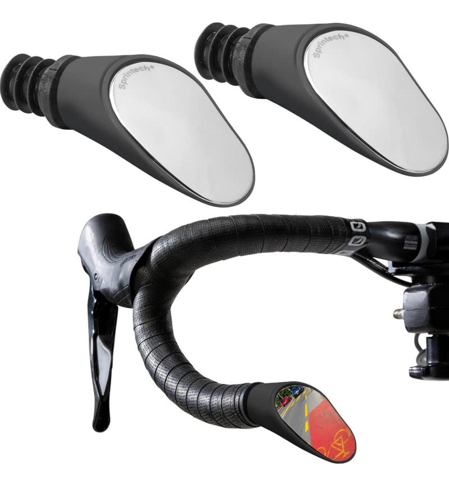Sprintech Road Drop Bar Rearview Bike Mirror - Pair Dropbar (Black) | Safety Bicycle Mirror - Buy Online on GoSupps.com