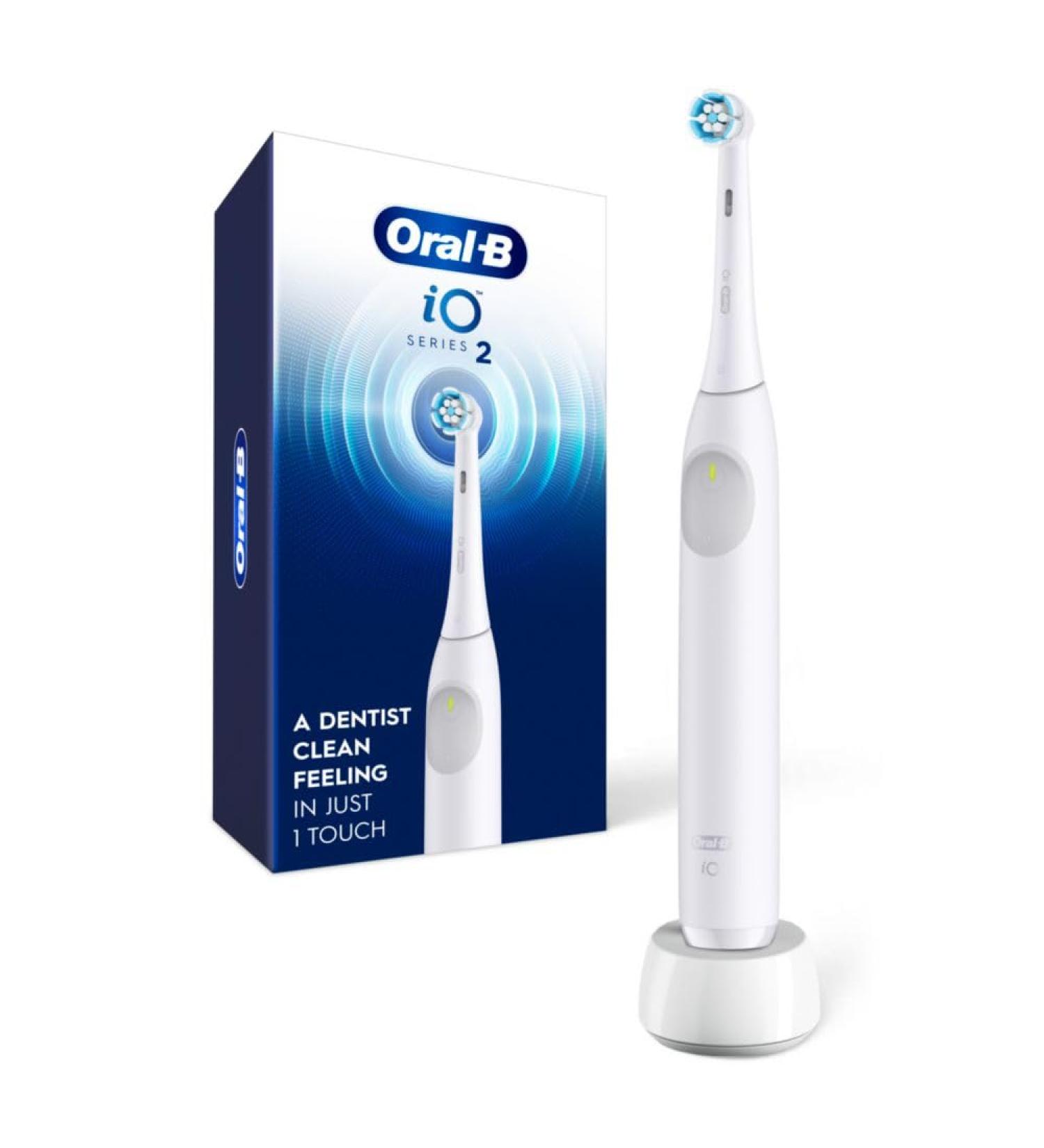 Oral-B iO Series 2 Rechargeable Electric Toothbrush - Pure White Gentle Care Brush Head Automatic Pressure Sensor 3 Modes 2 Min Timer - International Shipping Available - Buy Online on GoSupps.com