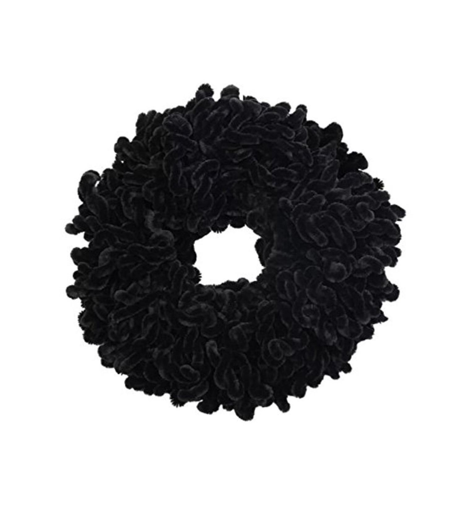 Shoes Lane Velvet Coloured Khaleeji Scrunchie Big Hair Tie Bun Bobble Volumising Hijab Volumising Scrunchie Big Hair Tie Ring Hijab Volumizer Khaleeji Headwear for Women Black