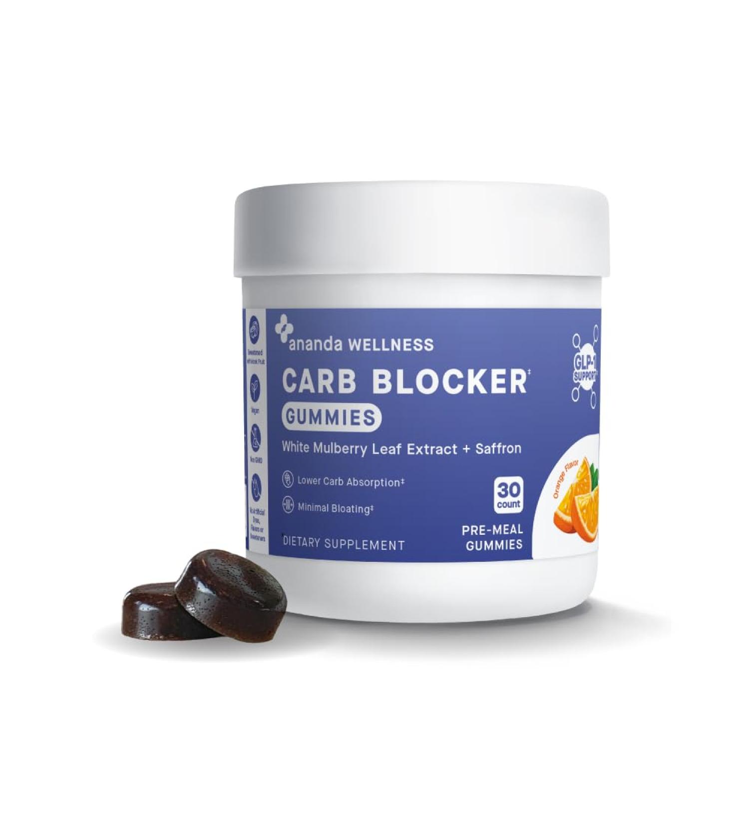 GLP-1 Carb Blocker Gummies White Mulberry Leaf Extract + Saffron Pre-Meal Gummies for Lower Carb Absorption & Minimal Bloating Orange Flavor 30 Count Orange 1 Count (Pack of 1) - Buy Online on GoSupps.com