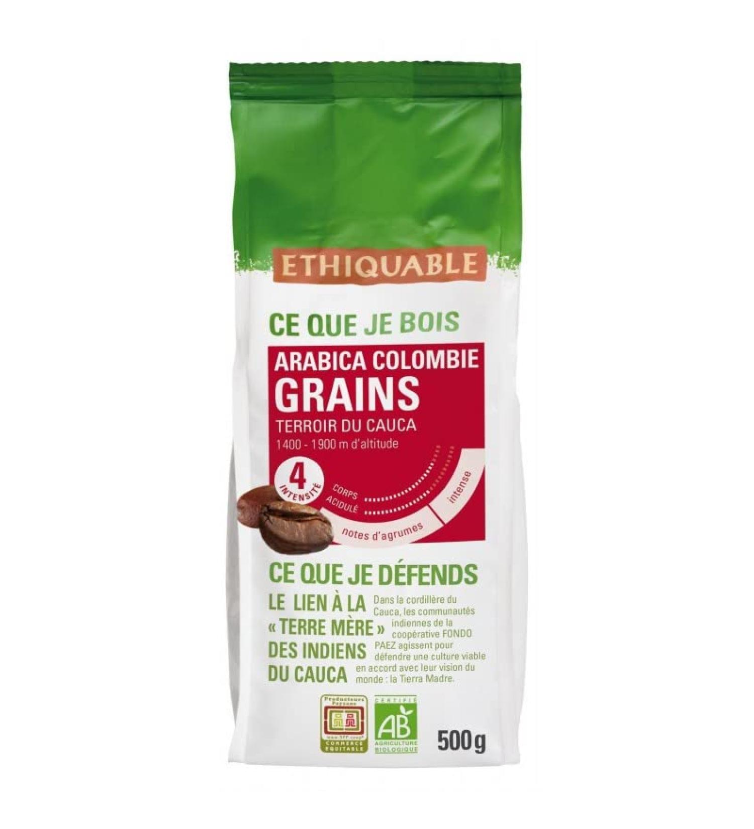 G n rique Ethiquable Organic Colombia Coffee Beans 500G - Intensely fruity aroma - Ideal for ethical and organic coffee lovers - Premium quality - Environmentally friendly packaging - Pack of 3