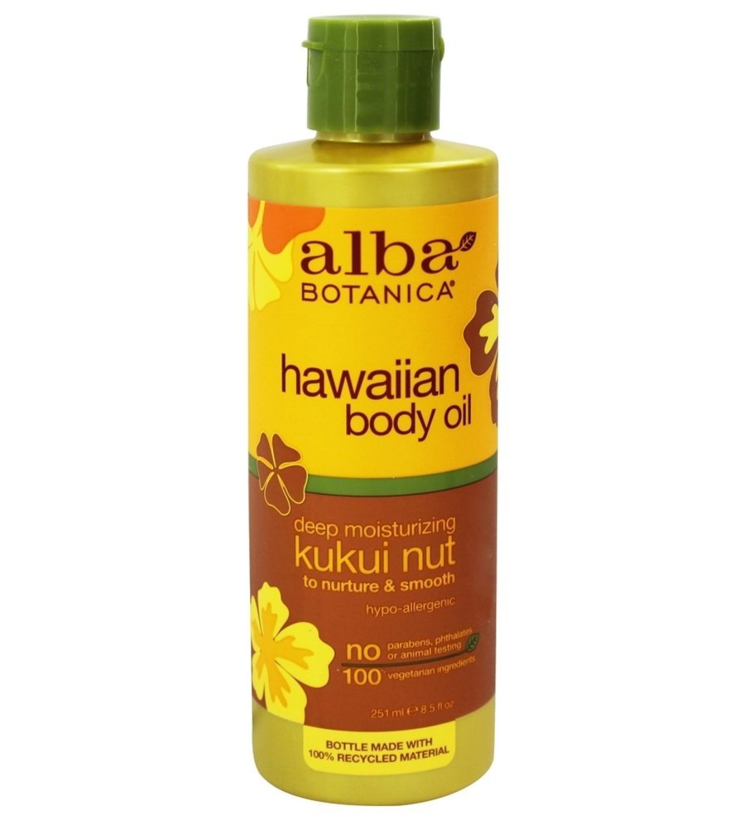 Alba Botanica Hawaiian Body Oil Kukui Nut - 8.5 fl. oz | Natural Moisturizer for Glowing Skin - Buy Online on GoSupps.com