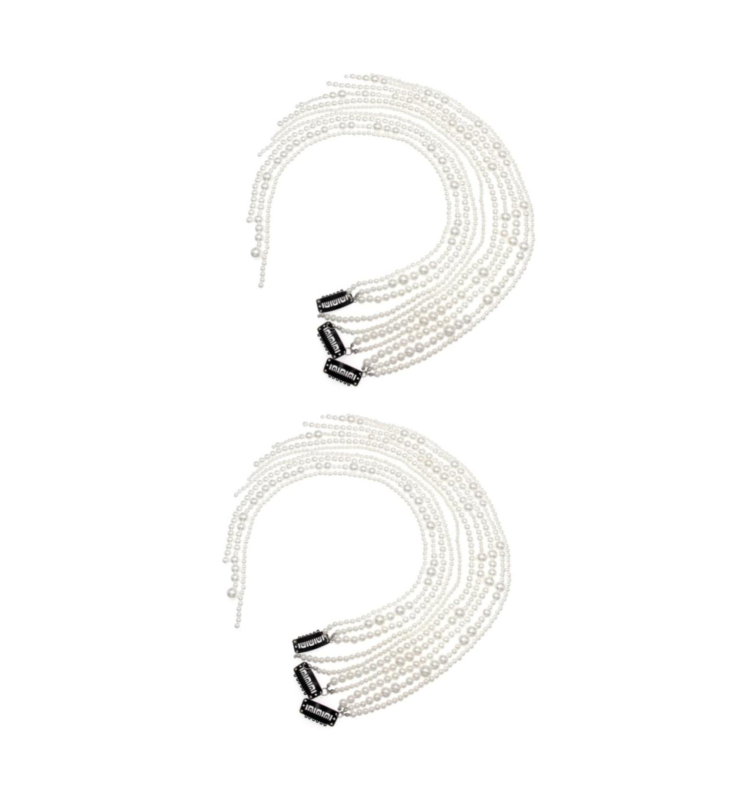 FRCOLOR Set of 2 Hair Clips with Pearl Tassel Pearl Crown Long Hair Clip Chain with Pearls Pearl Tassel Pearls Tiara Hair Clips for Women Faux Pearls White Imitation Pearls Miss Long Pearl - Buy Online on GoSupps.com
