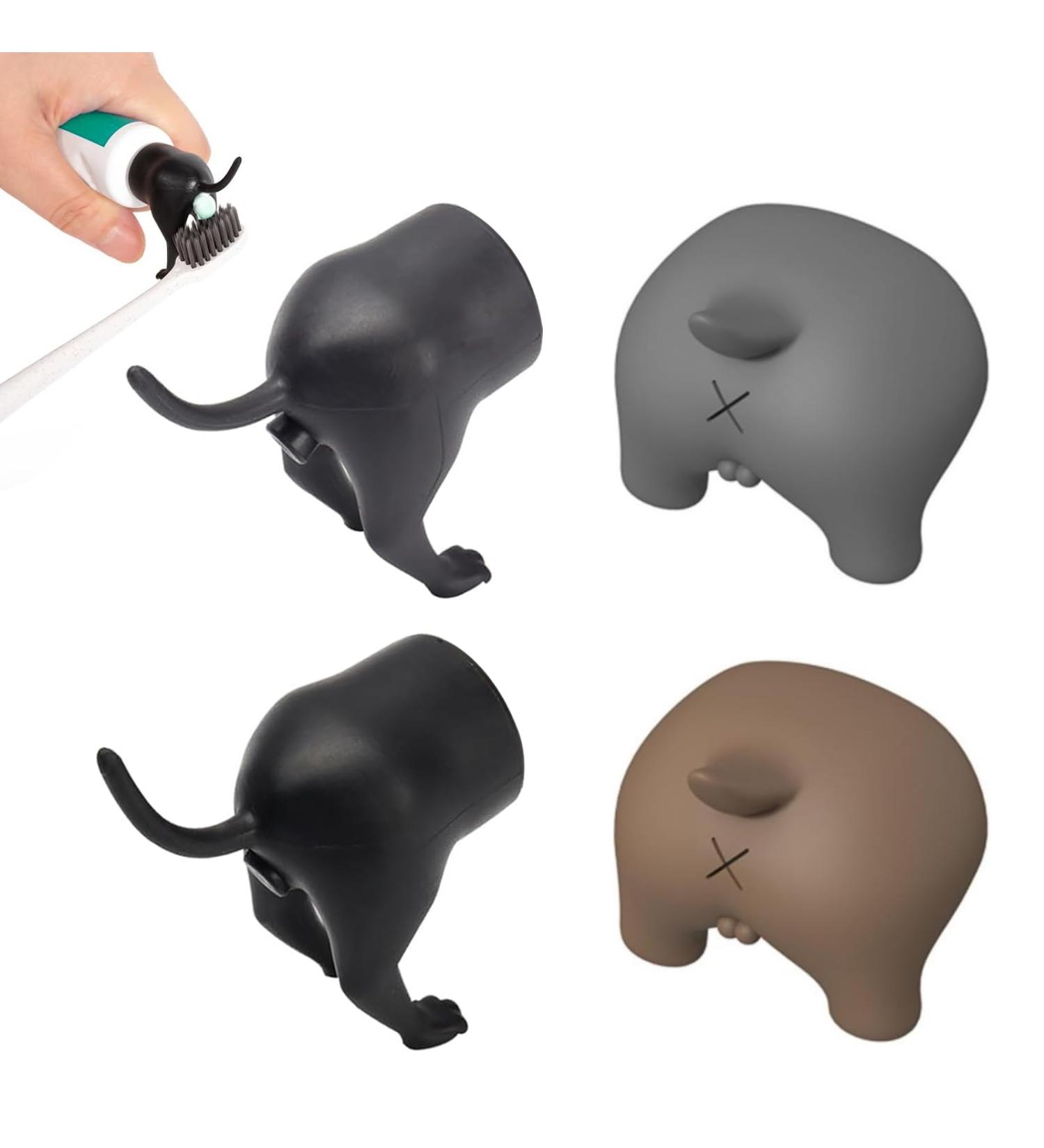DUNBE Pooping Dog Butt Toothpaste Topper Funny Gift 4 Pack Cute Dog Butt Toothpaste Dispenser Funny Toothpaste Cap Toothpaste Squeezer(Black+Grey) - Buy Online on GoSupps.com
