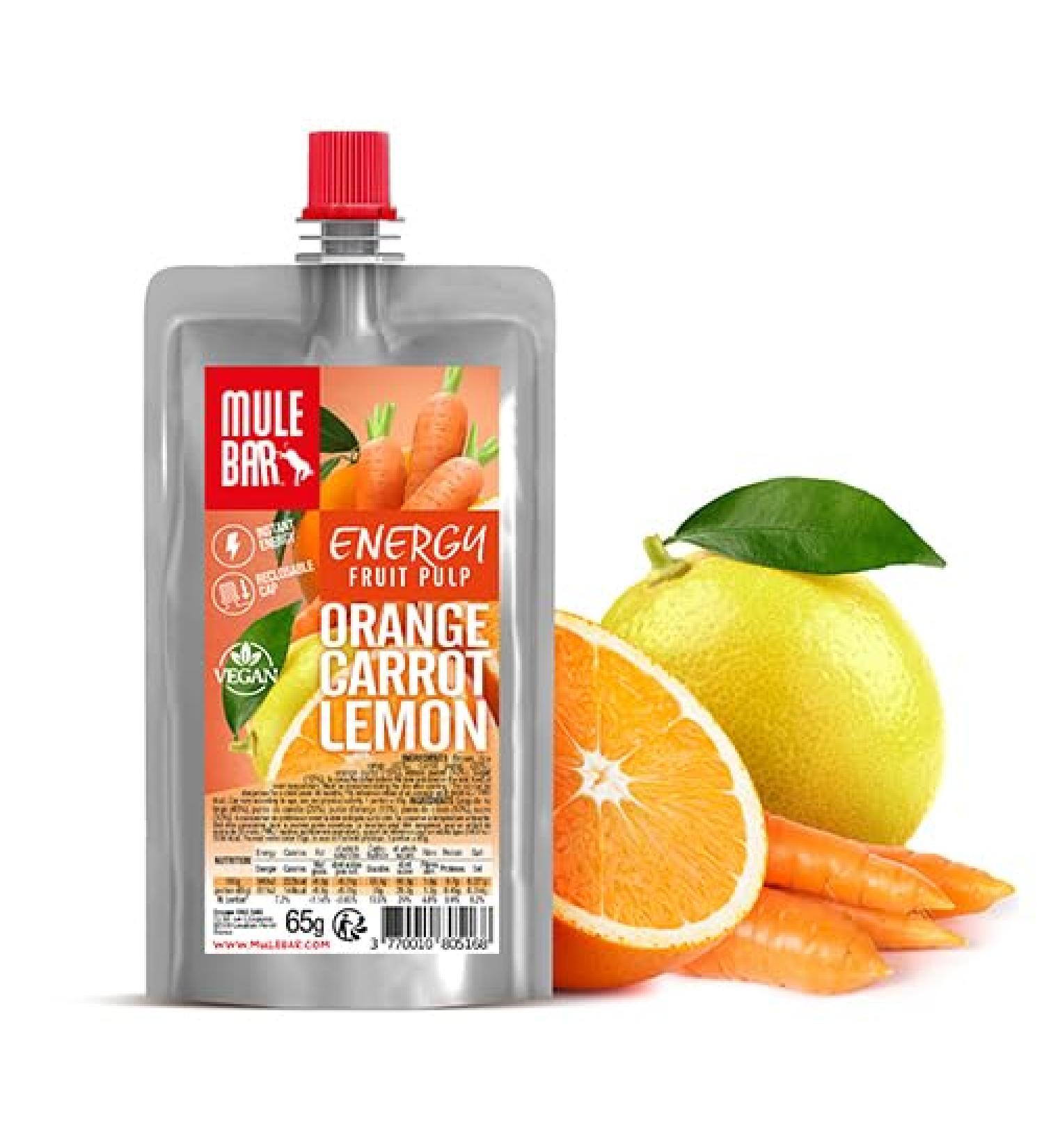 Mulebar - Sport Energy Compote - Orange - Carrot - Lemon - 65g - Vegan - Gluten Free - Made in France - Buy Online on GoSupps.com