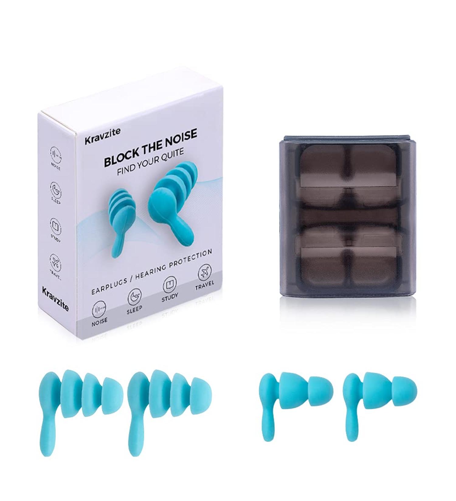 Nozibye Ear Plugs for Sleep - 3-Layer Noise Reduction Reusable Silicone Comfort Soft Noise Cancelling Ear Plugs - Blue - Buy Online on GoSupps.com