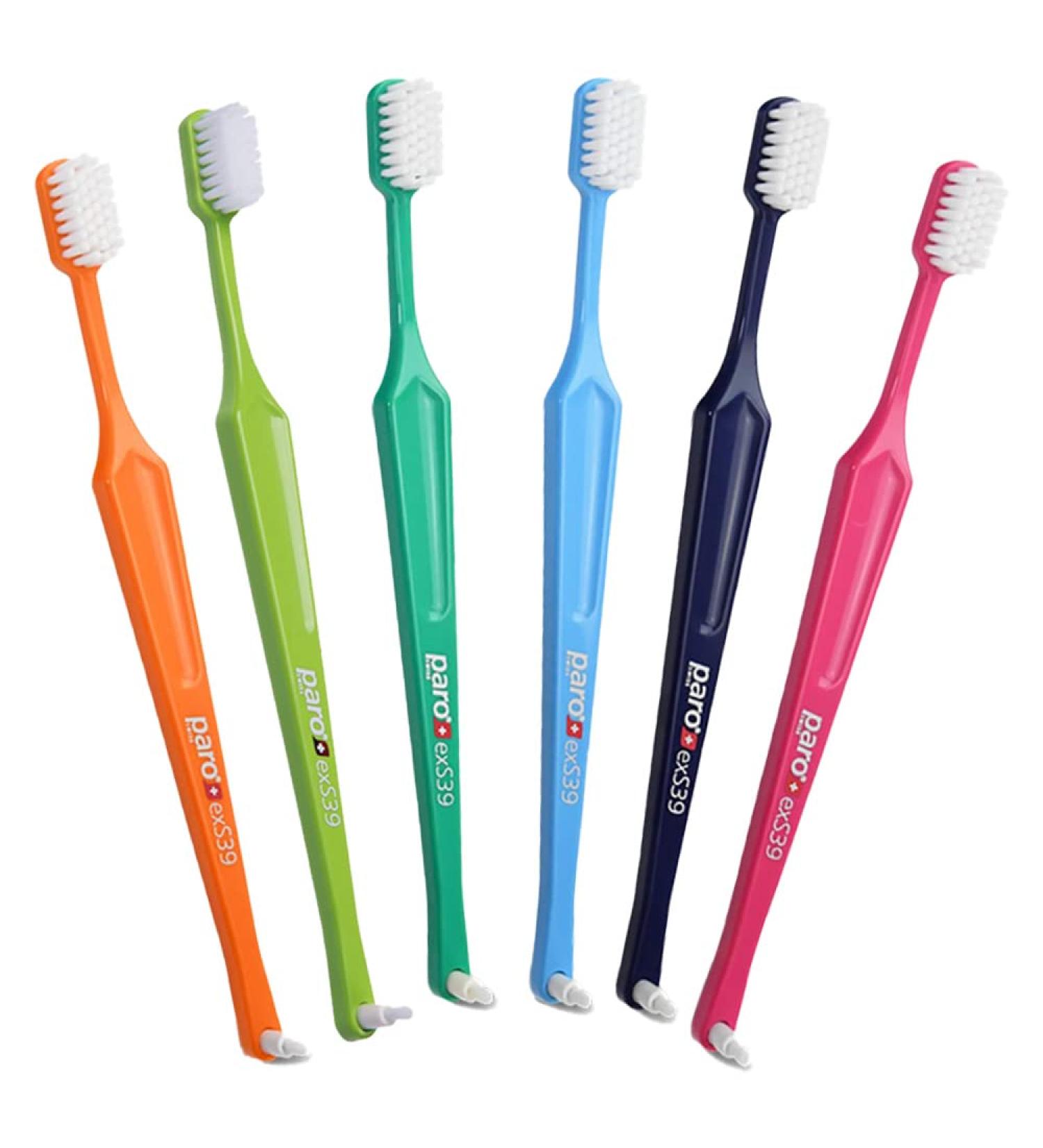 Paro Swiss exS39 Extra Sensitive Toothbrush with Interspace Brush | Ultra Soft Bristles | Unisex | 6 Pack - Buy Online on GoSupps.com