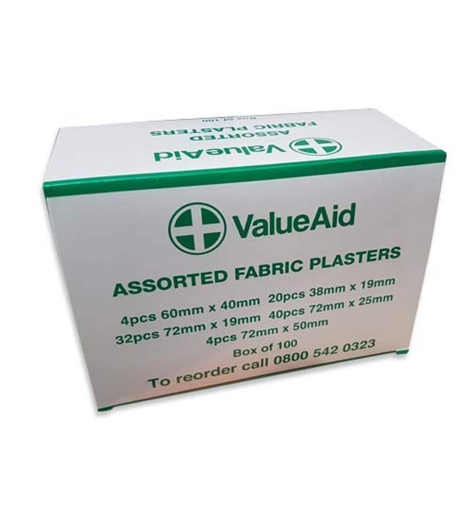 Value Aid Assorted Fabric Plasters - Box of 100 100 Count (Pack of 1)