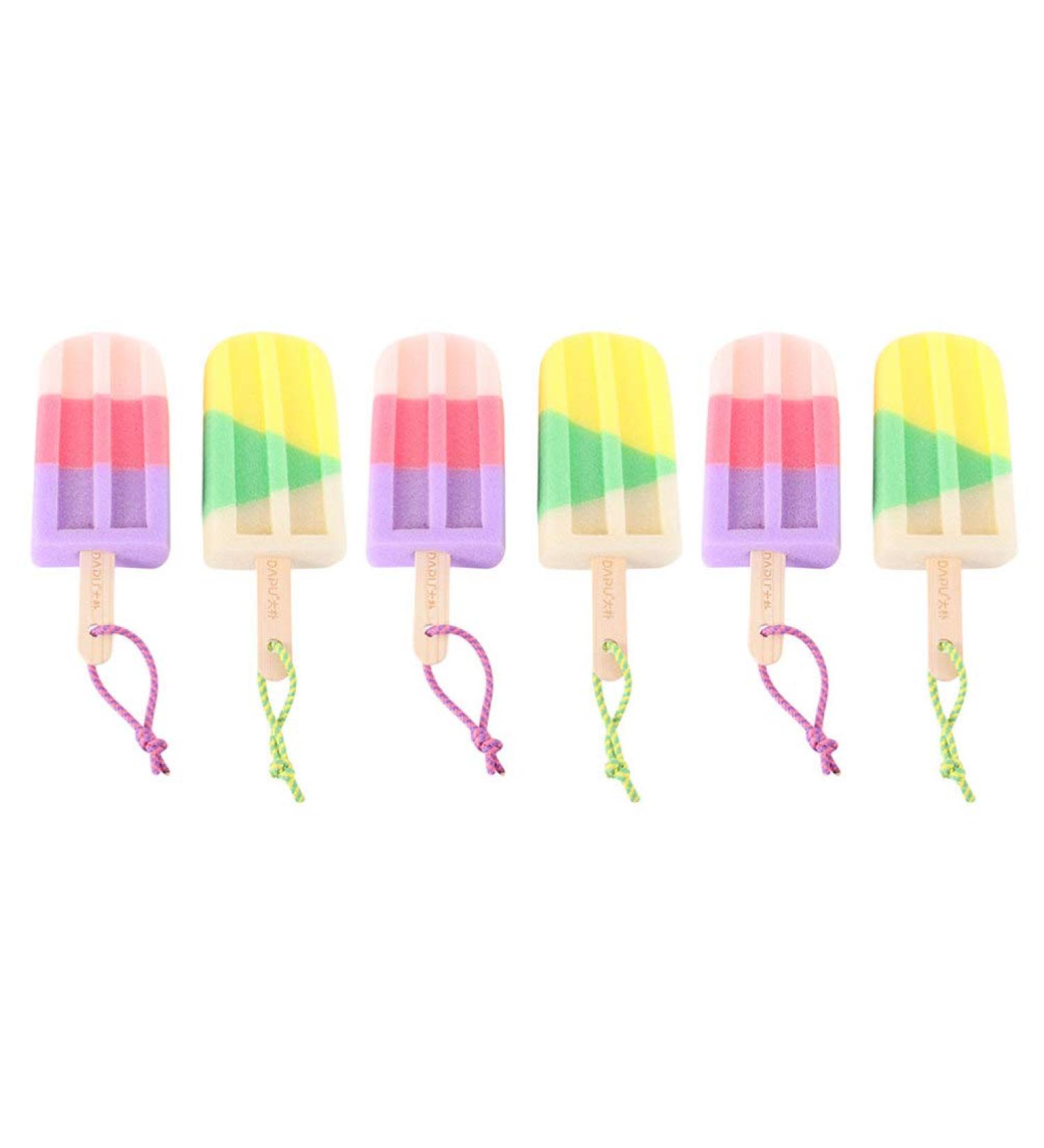 MILISTEN Ice Cream Shaped Bath Sponge Pouf Shower Set - 6Pcs with Short Handle | Unisex Bathroom Supply - Buy Online on GoSupps.com