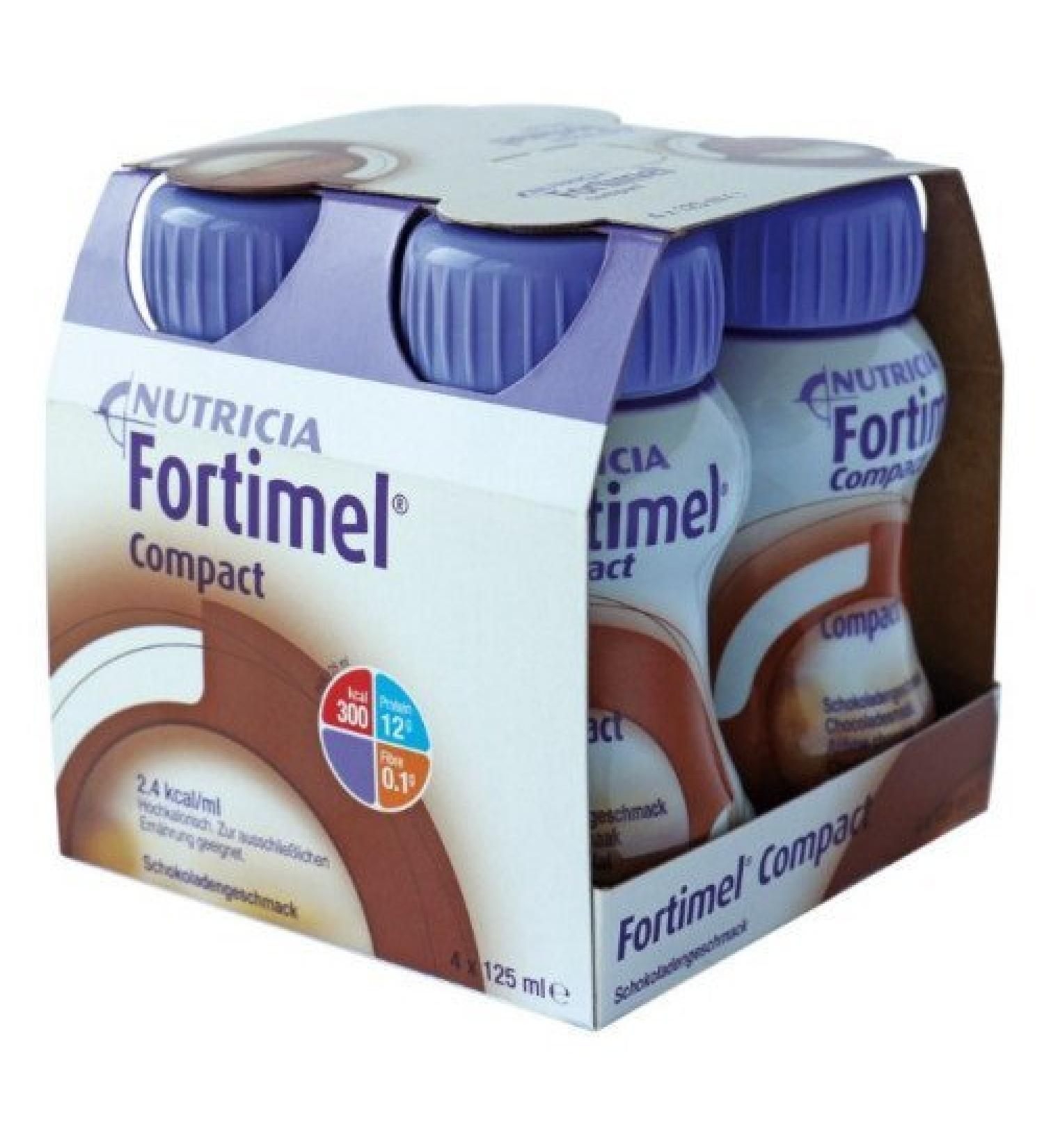 4 bottles of Fortimel Compact chocolate flavor - 125 ml per bottle