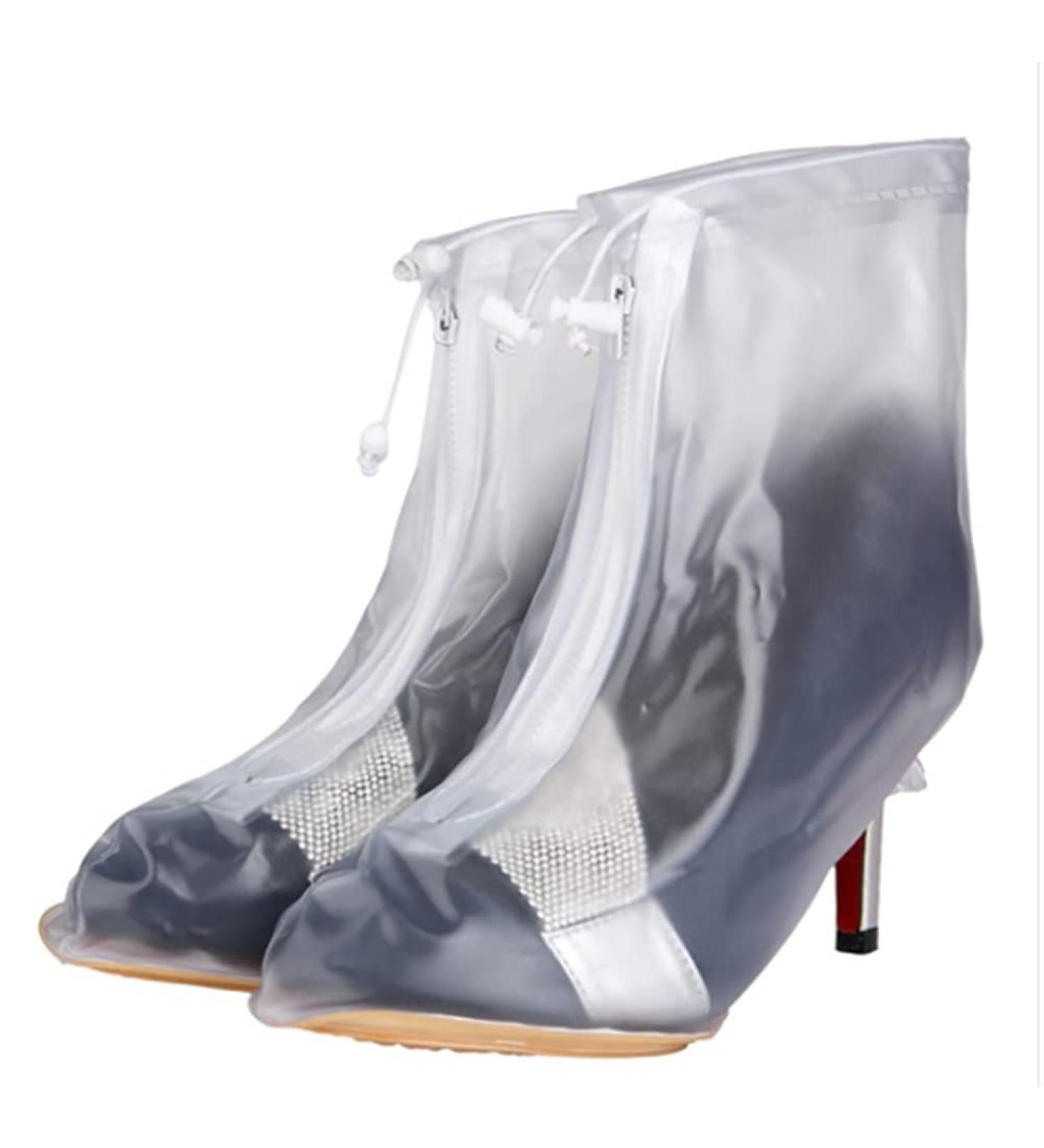 Phil Beauty Waterproof Shoe Cover for Women's High Heels | Non-Slip PVC Sole | Rain Boots for Outdoor Travel | M Medium White - Buy Online on GoSupps.com