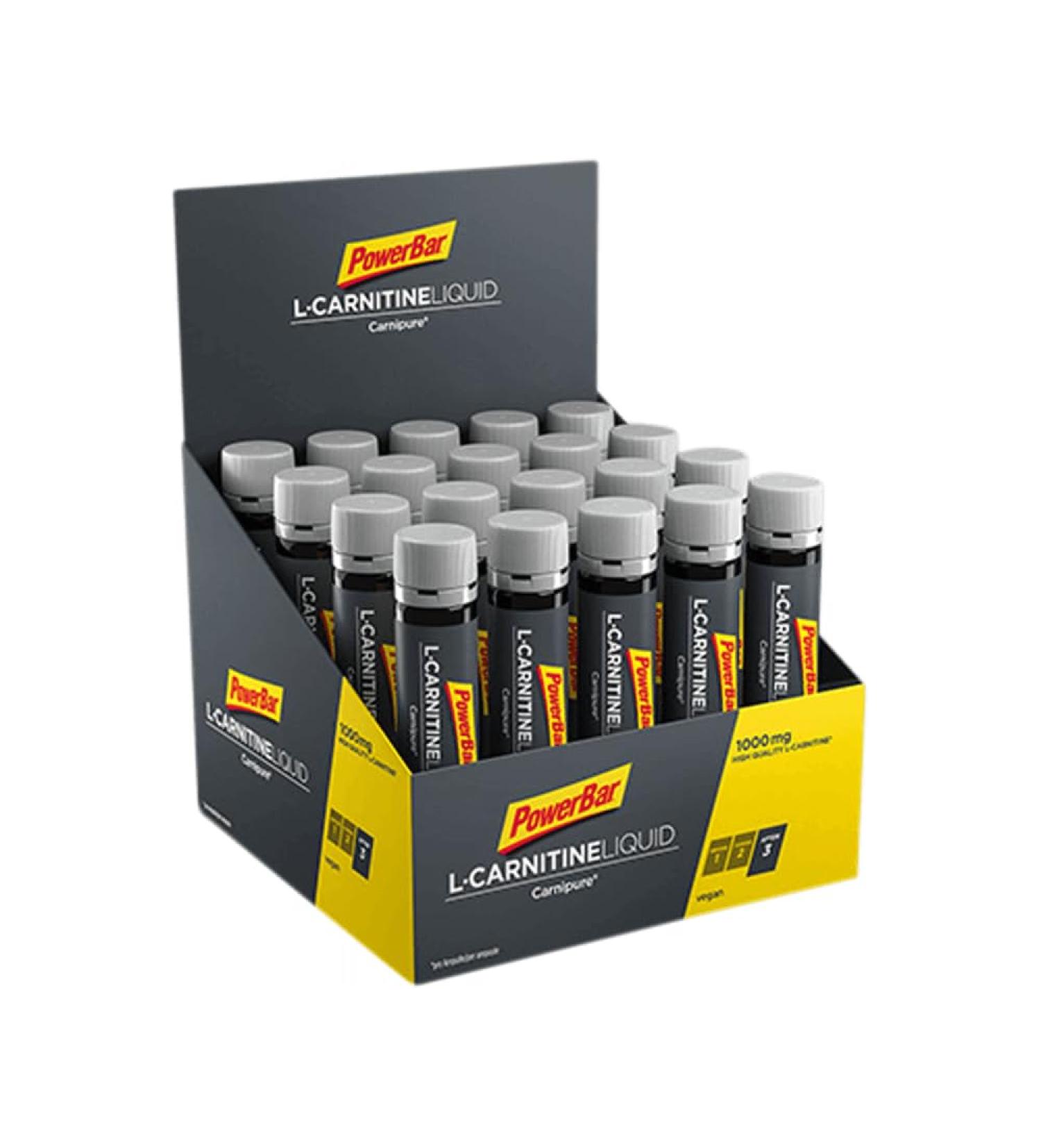 Powerbar L-Carnitine Liquid Ampoules 20x25ml - 1000mg L-Carnitine & Vitamin B6 Supplement - Buy Online on GoSupps.com