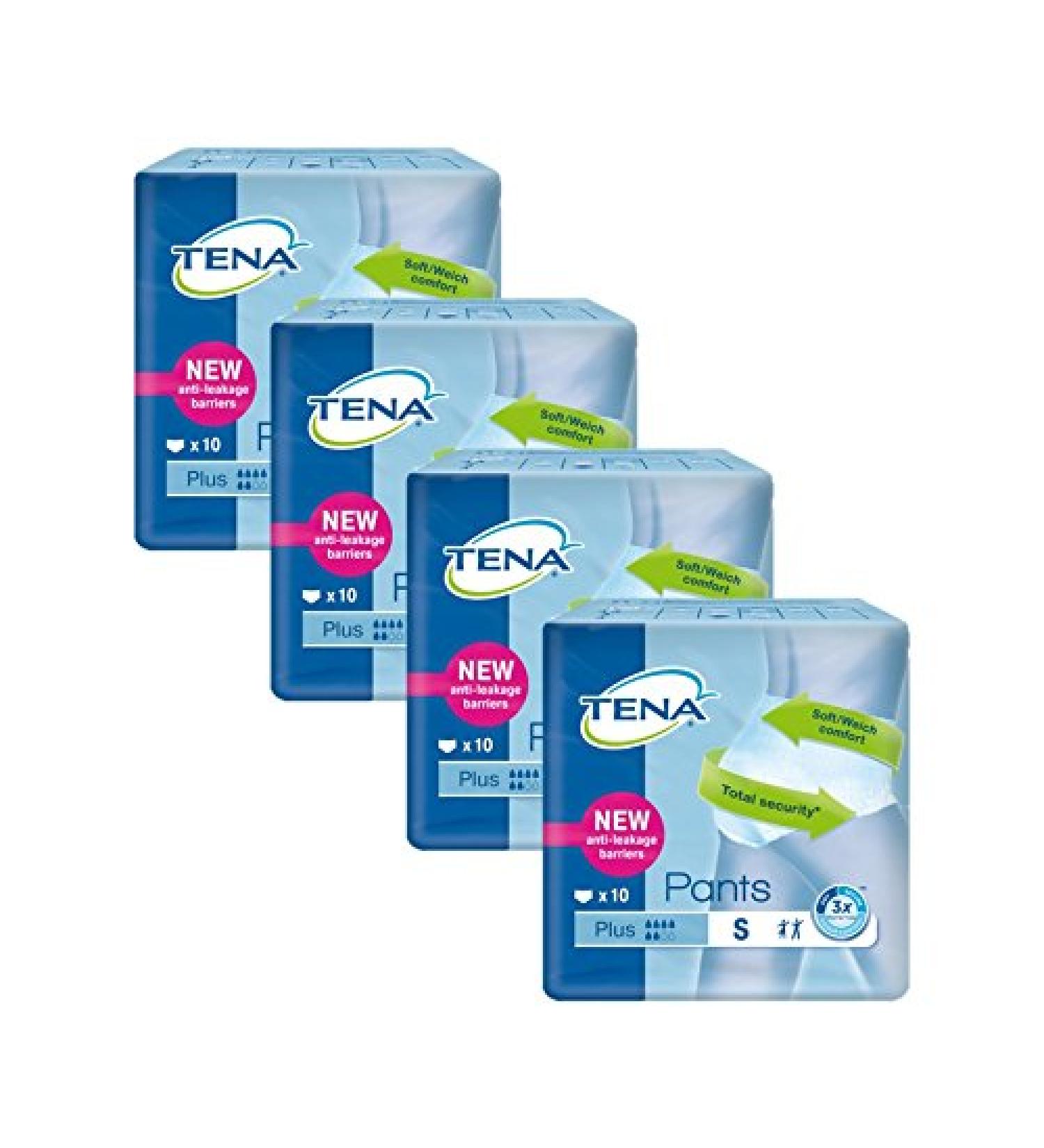 Tena Pants Plus Small - Protective Pants for Incontinence | 4-Pack (40 Pieces) - Medium to Strong Bladder Weakness - Buy Online on GoSupps.com