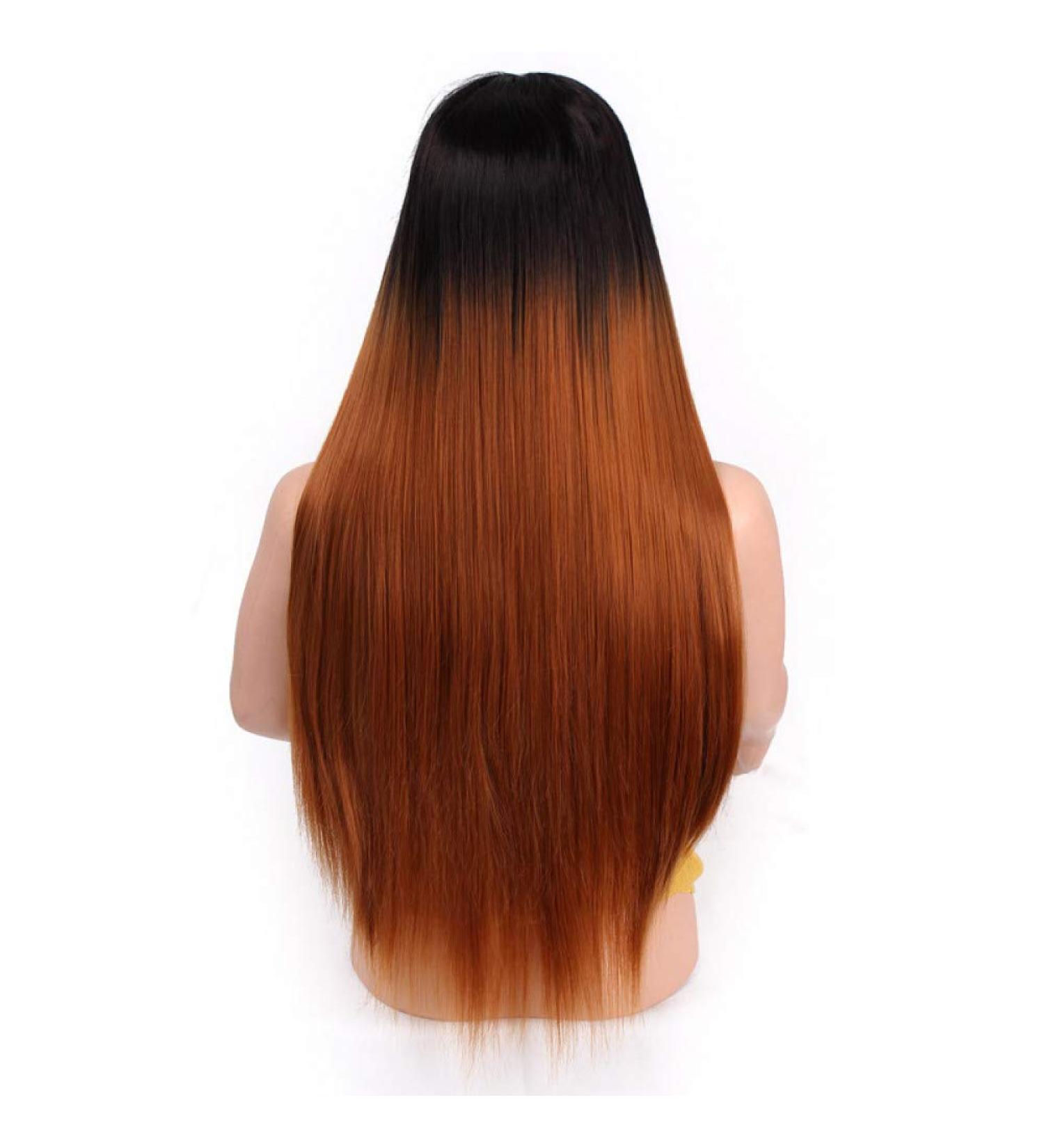 HBINGBING 13X4 Long Straight Synthetic Lace Front Wigs 60 Blonde/Black/Pink Heat Resistant Wigs With Natural Part Wig for Women Brown