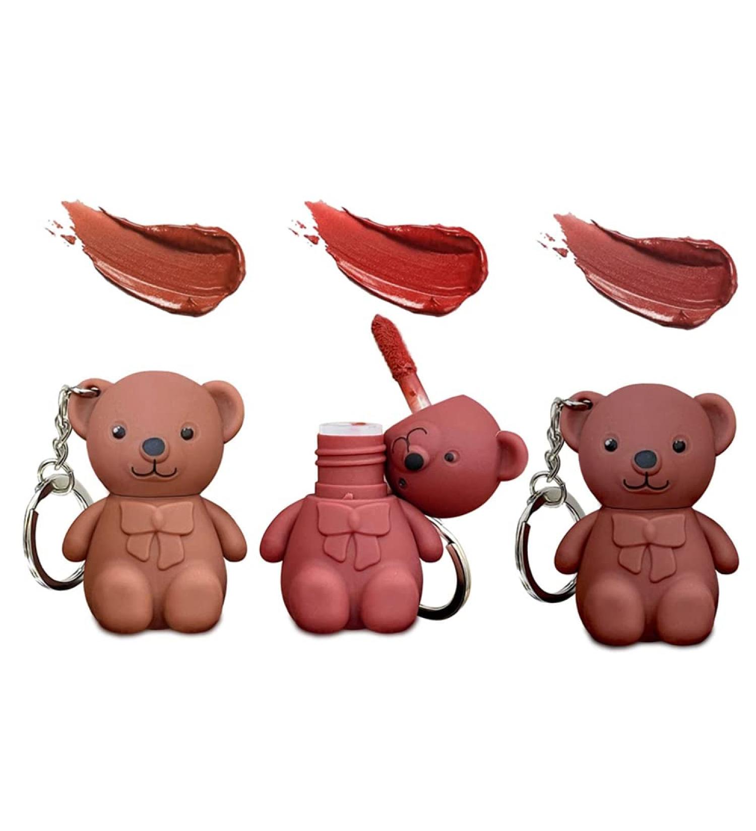 2 in 1 Keychain Bear Lipsticks - Moisturizing Matte Velvet Lipgloss - Waterproof & Long Lasting - Cute Bear Beauty Makeup - Buy Online on GoSupps.com